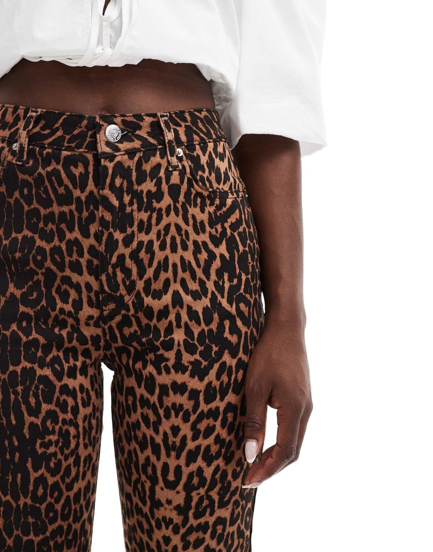 Miss Selfridge leopard straight leg jean - ASOS Sample Sale