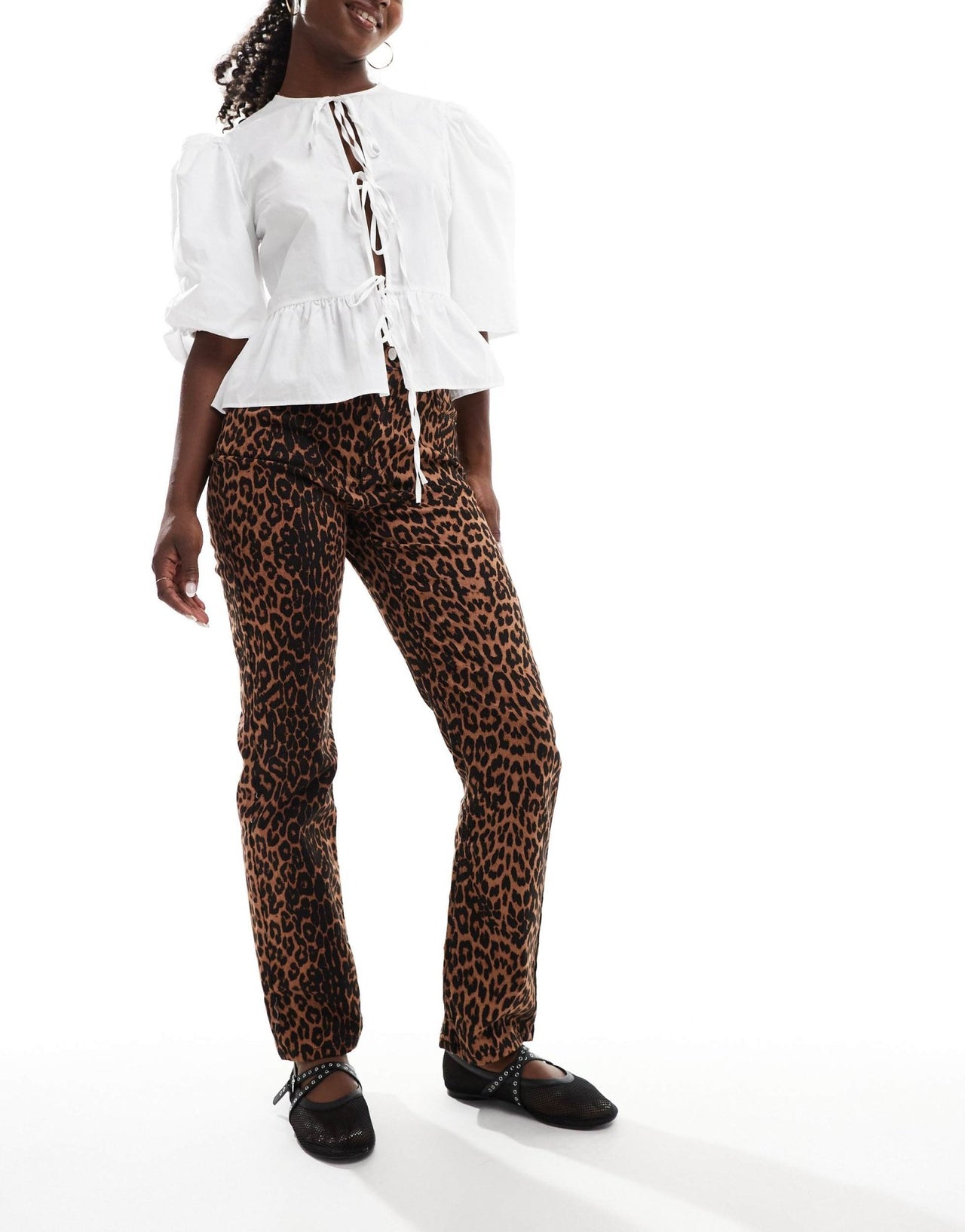 Miss Selfridge leopard straight leg jean - ASOS Sample Sale