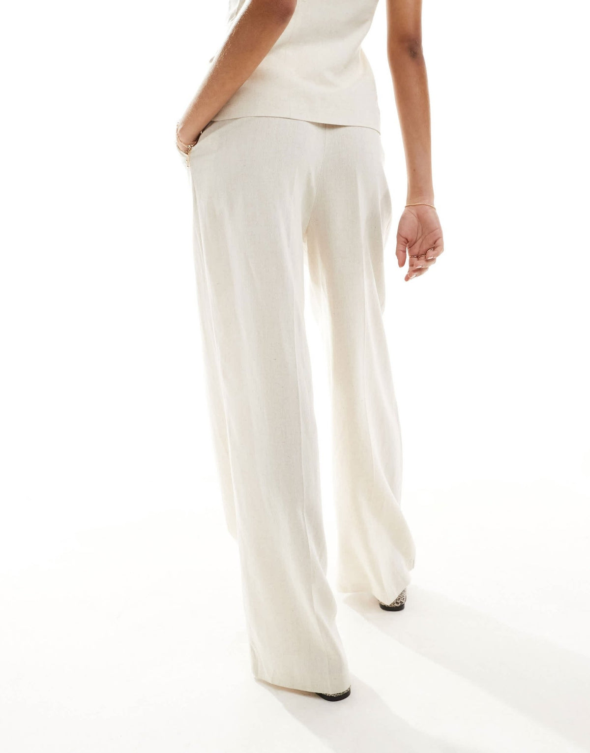 Miss Selfridge linen wide leg trouser co ord in natural - ASOS Sample Sale