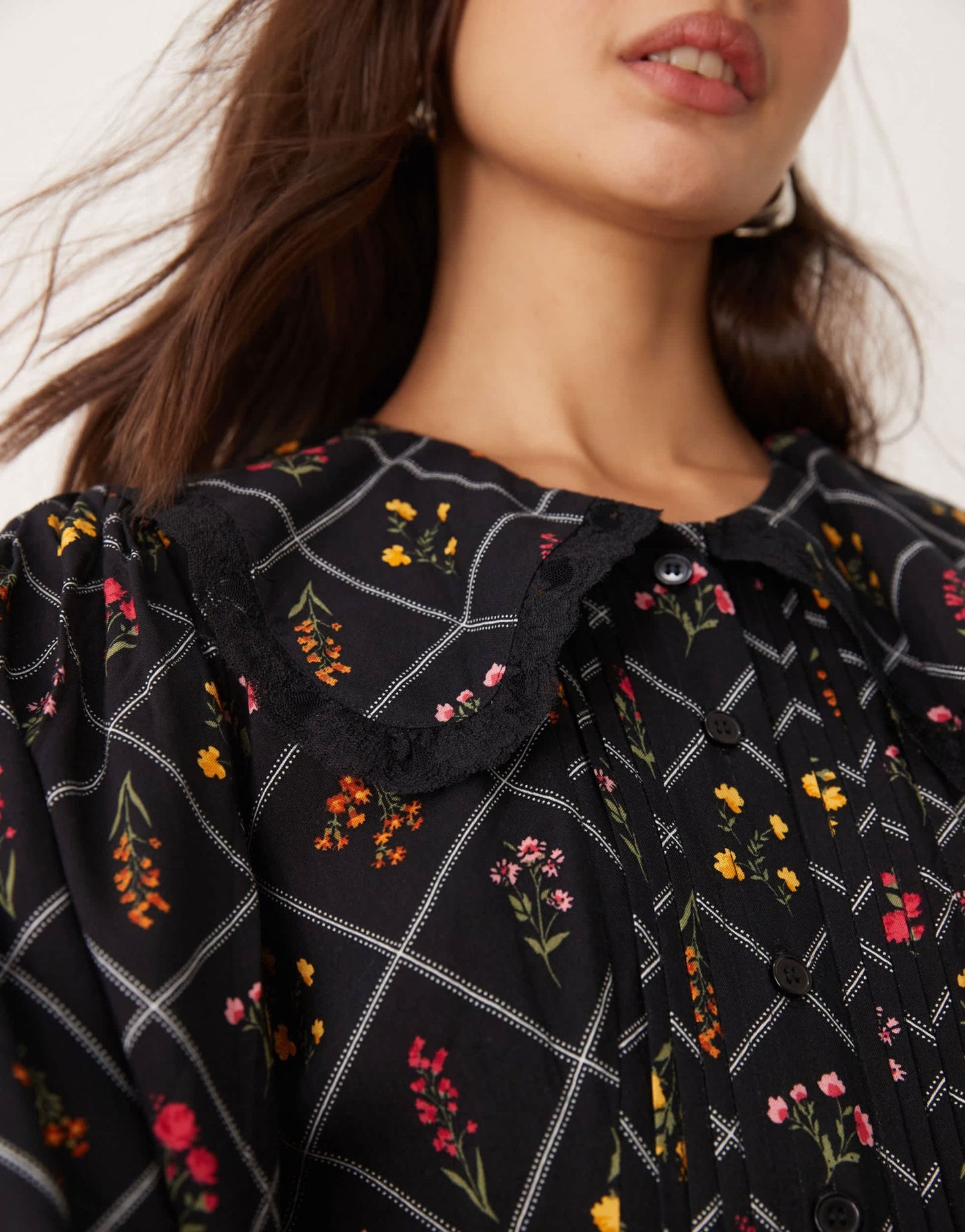 Miss Selfridge long sleeve lace mini dress in print - ASOS Sample Sale