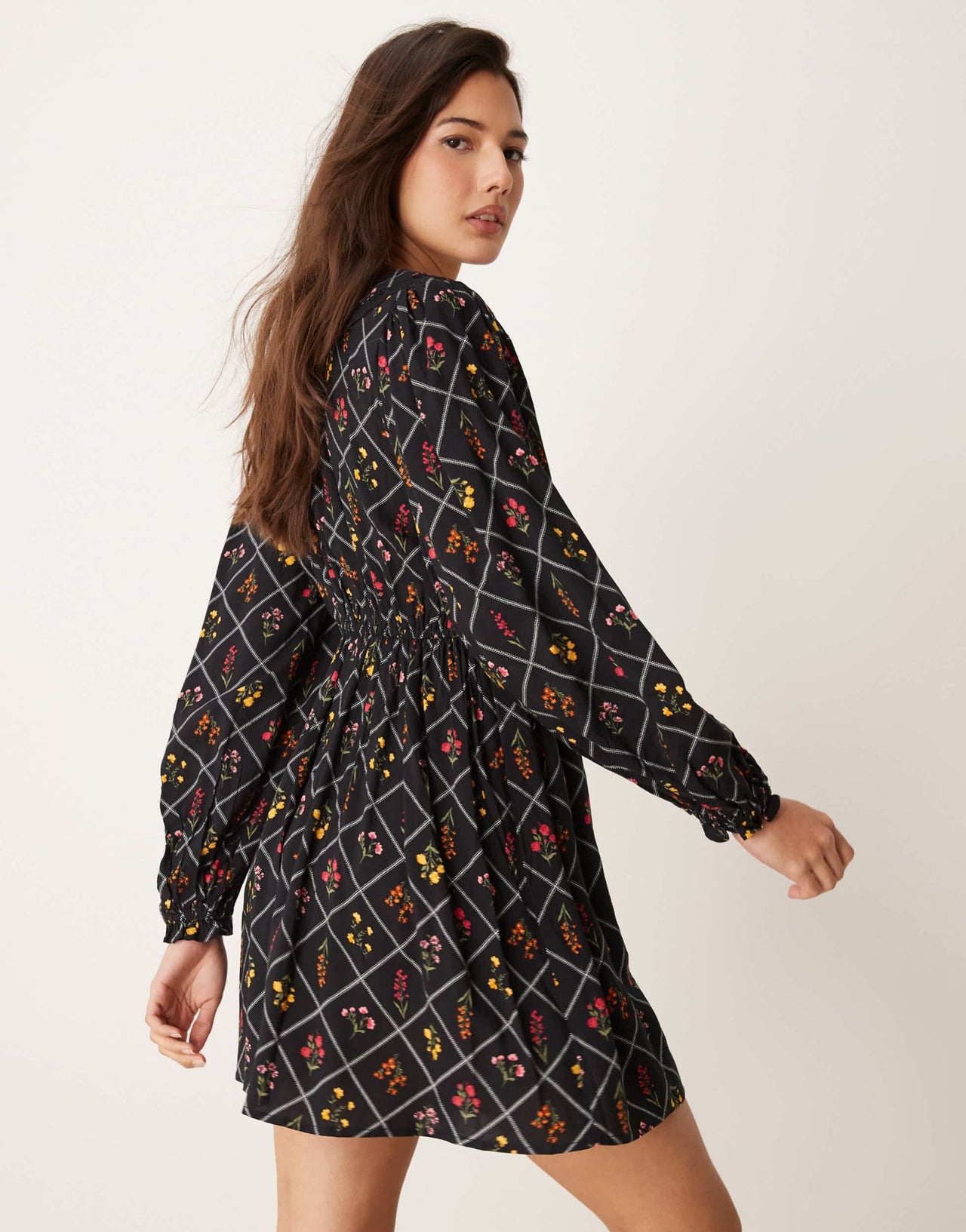 Miss Selfridge long sleeve lace mini dress in print - ASOS Sample Sale