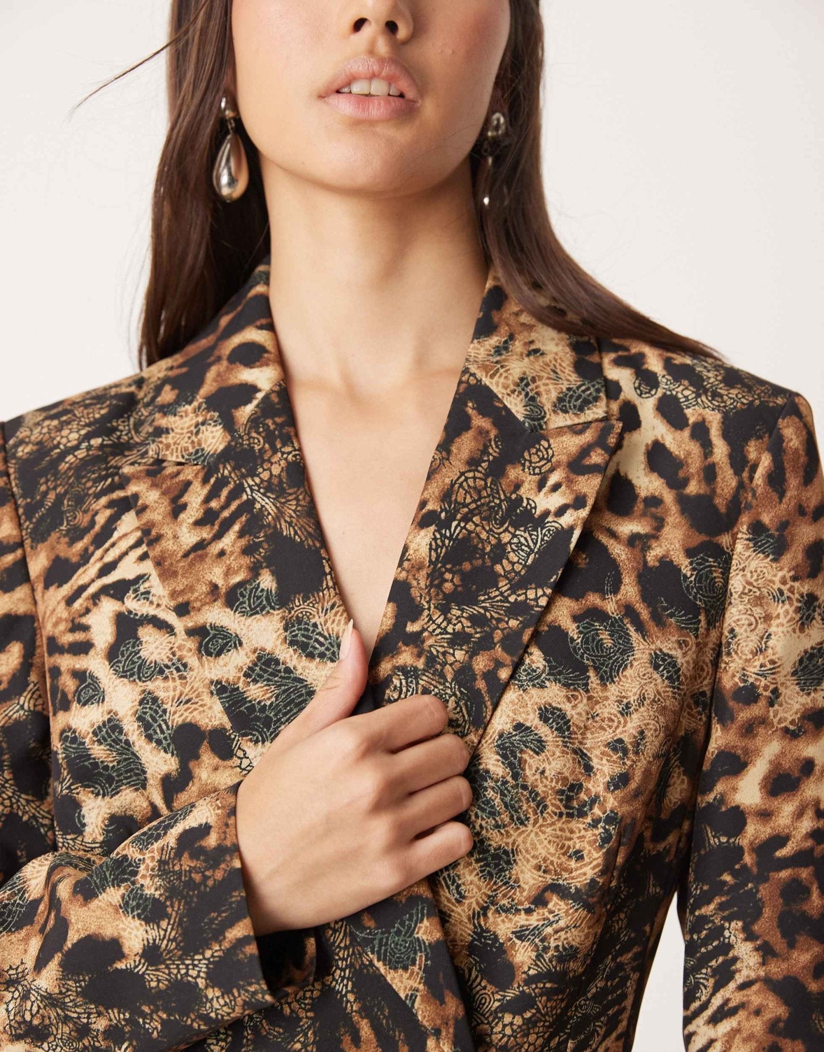 Miss Selfridge longline blazer dress in animal print - ASOS Sample Sale