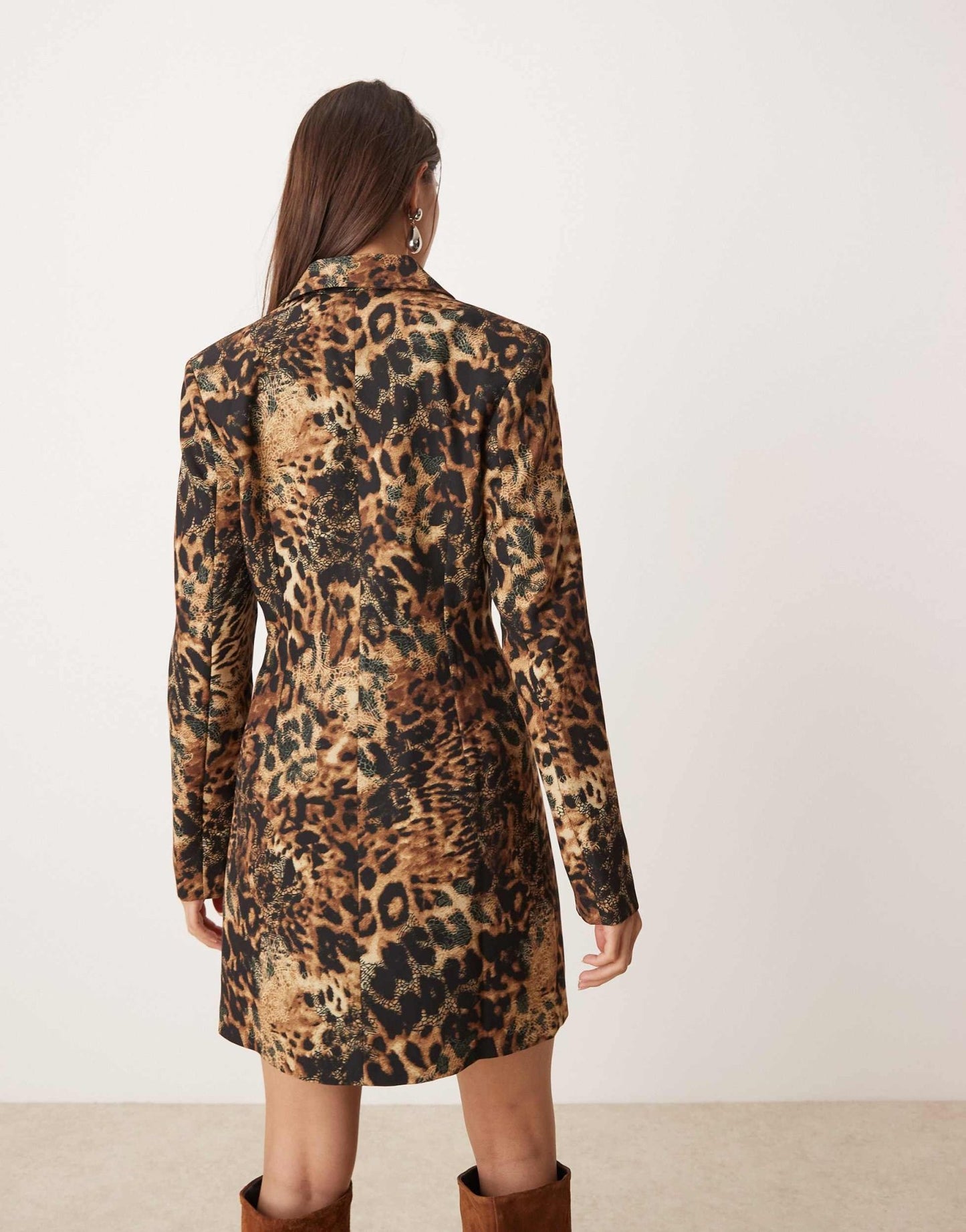 Miss Selfridge longline blazer dress in animal print - ASOS Sample Sale