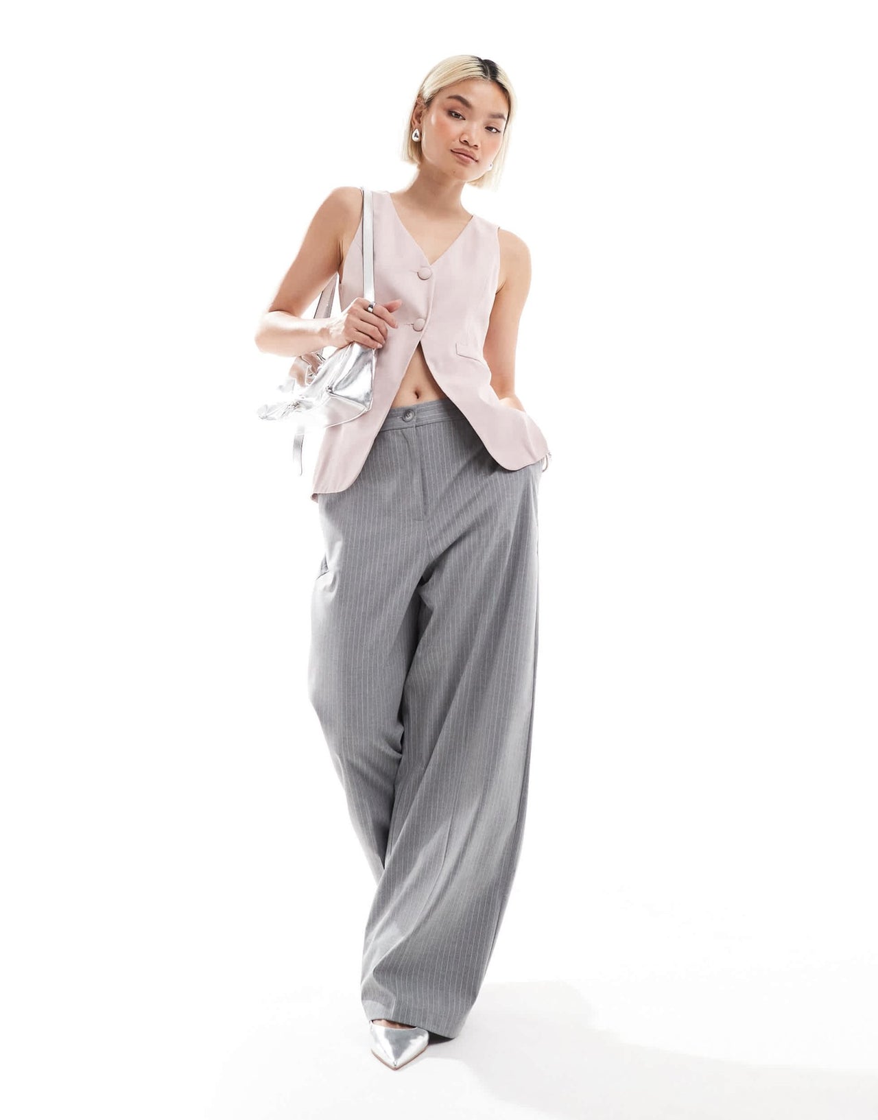 Miss Selfridge longline waistcoat in light pink - ASOS Sample Sale