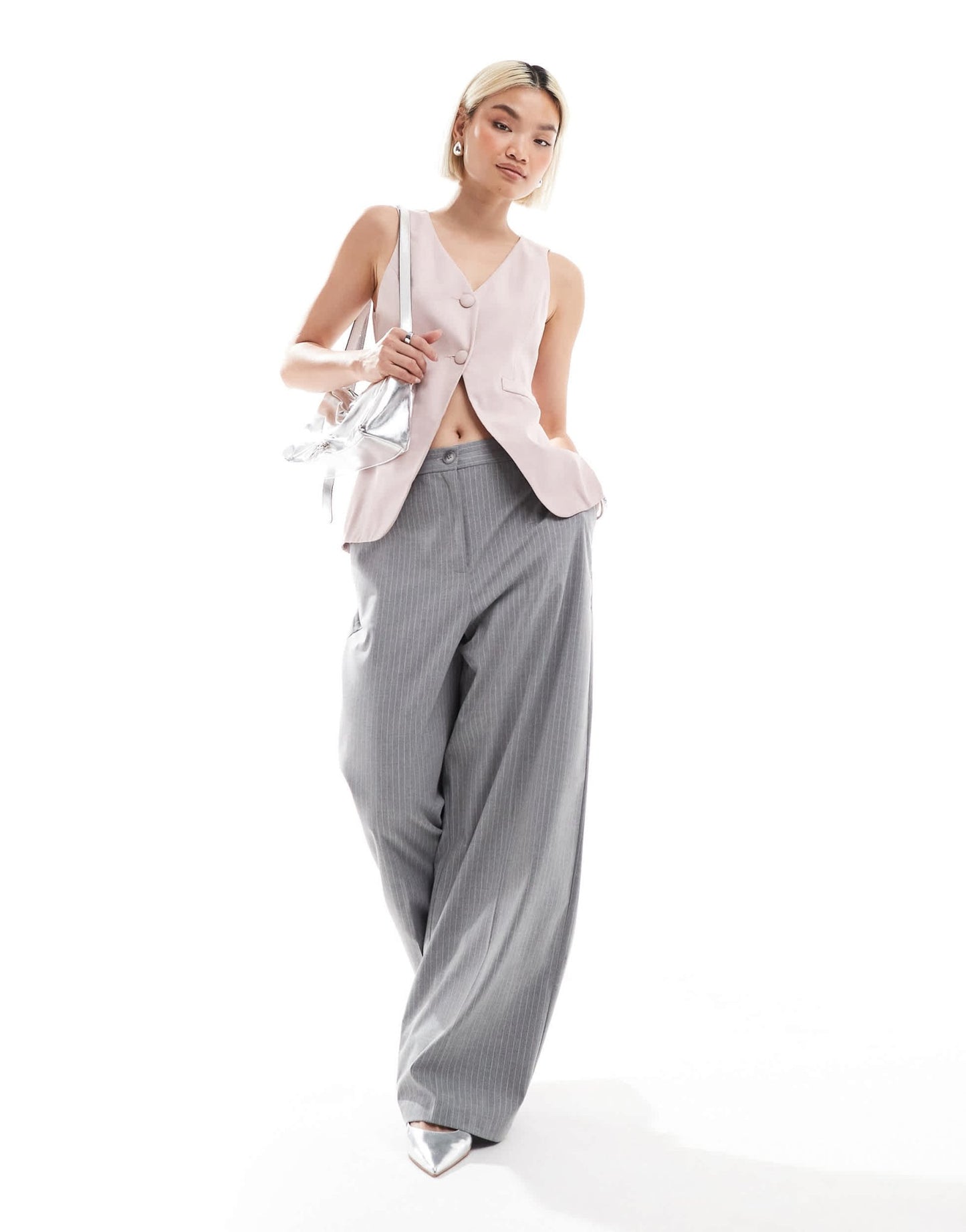 Miss Selfridge longline waistcoat in light pink - ASOS Sample Sale