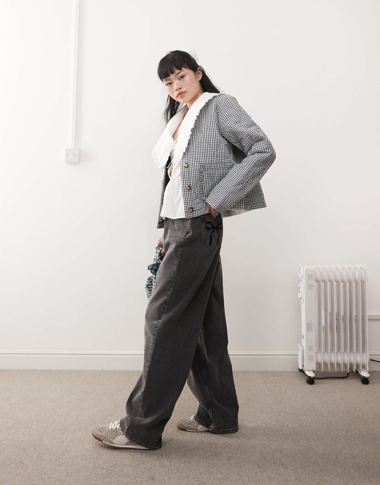 Miss Selfridge mono check quilted bed jacket - ASOS Sample Sale