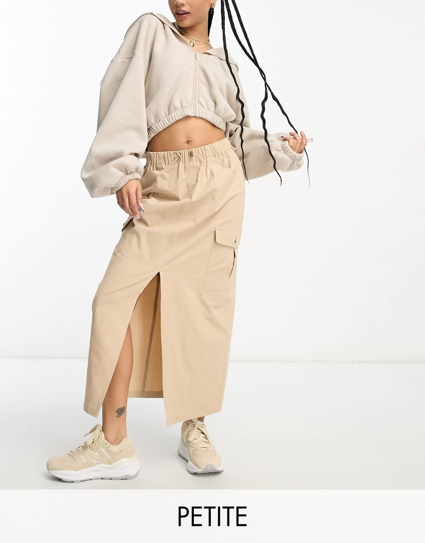Miss Selfridge Petite cargo pocket maxi skirt in tan - ASOS Sample Sale