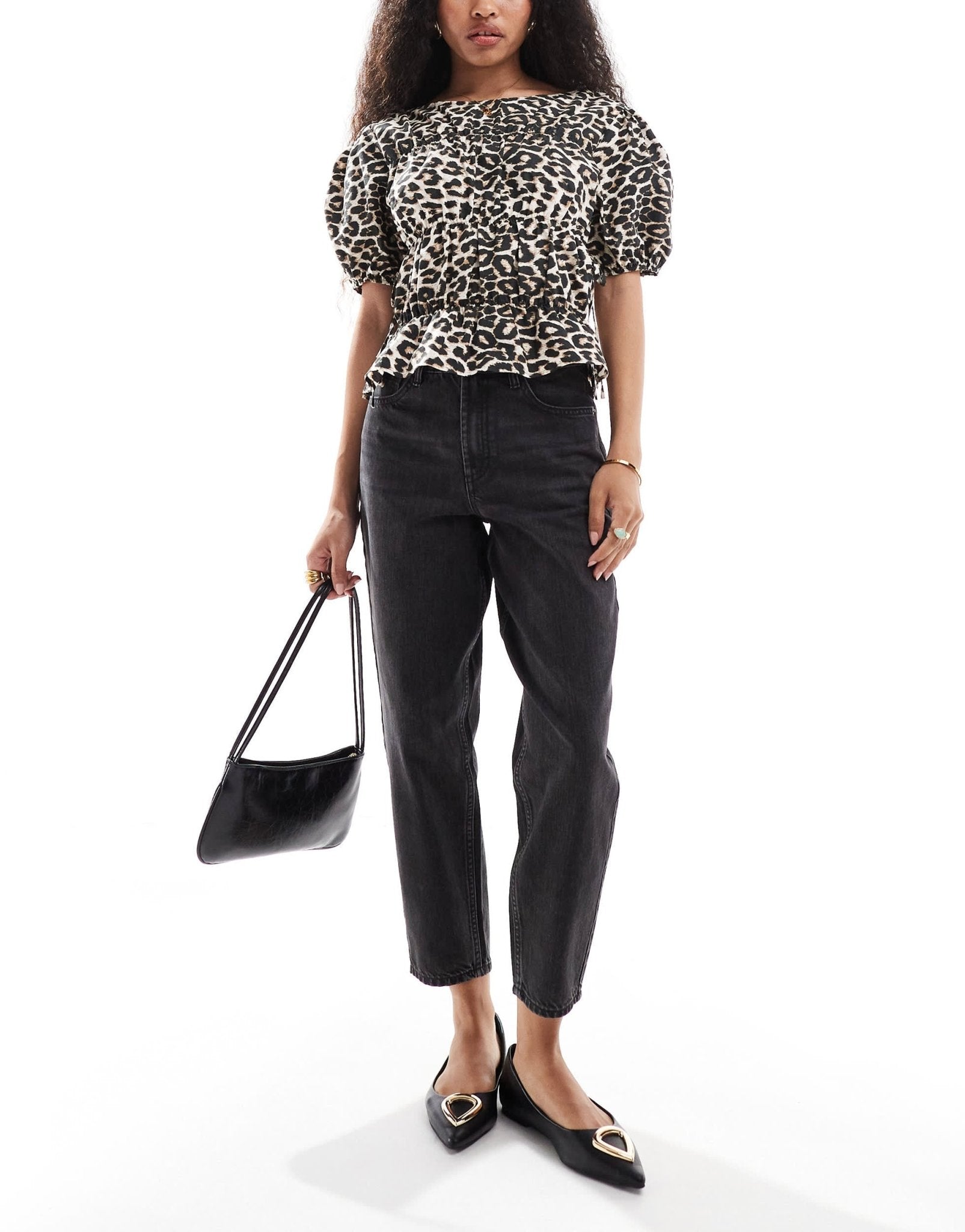 Miss Selfridge Petite highwaist mom jean in black wash - ASOS Sample Sale