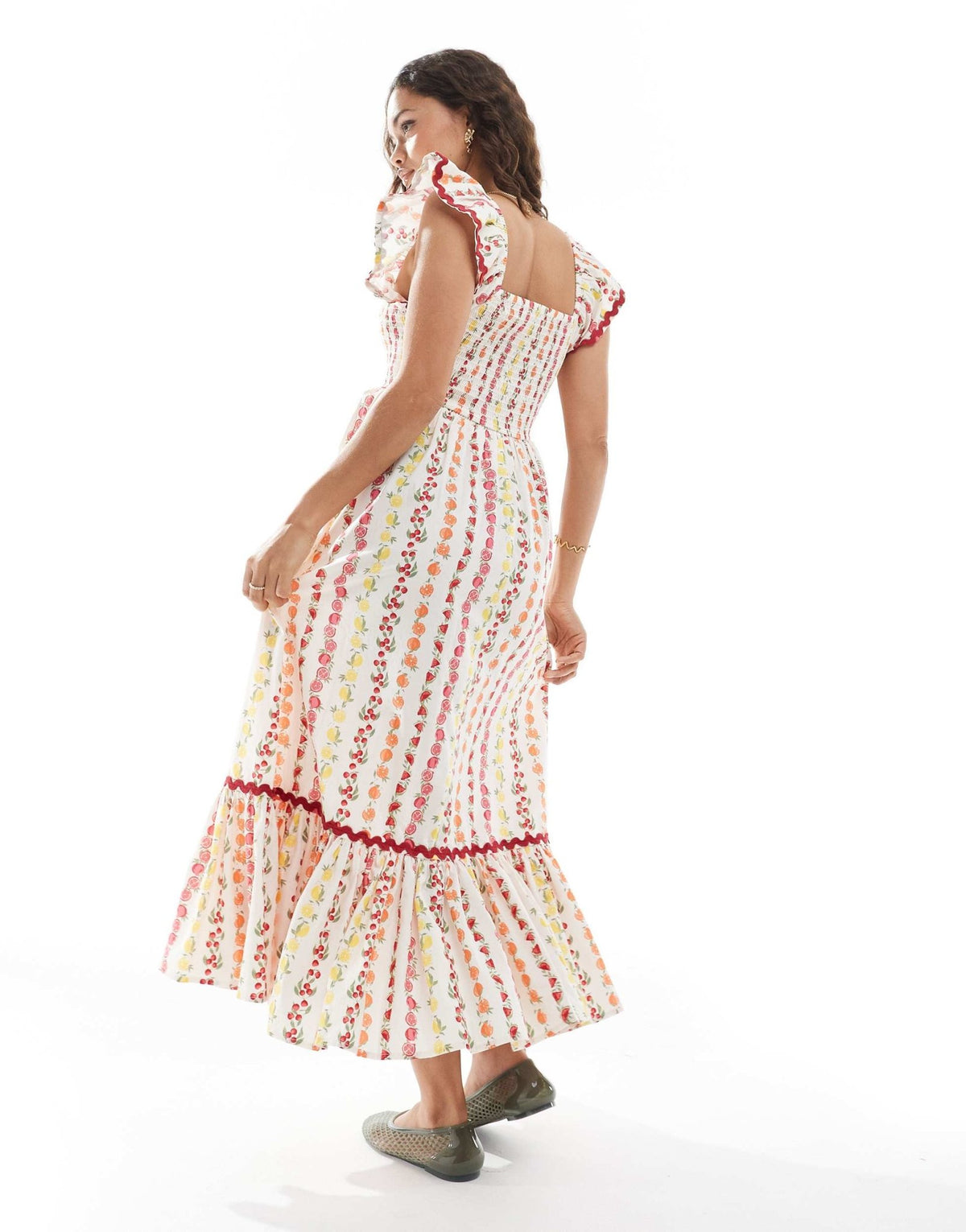 Miss Selfridge Petite poplin maxi dress in fruit print - ASOS Sample Sale