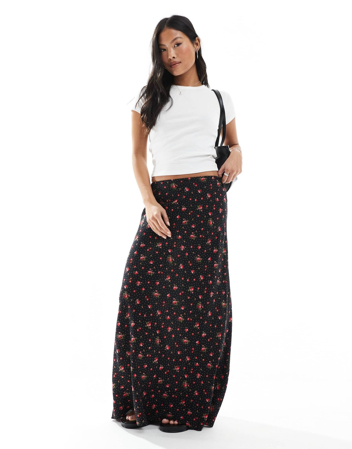 Miss Selfridge Petite spun maxi skirt in black heart print - ASOS Sample Sale