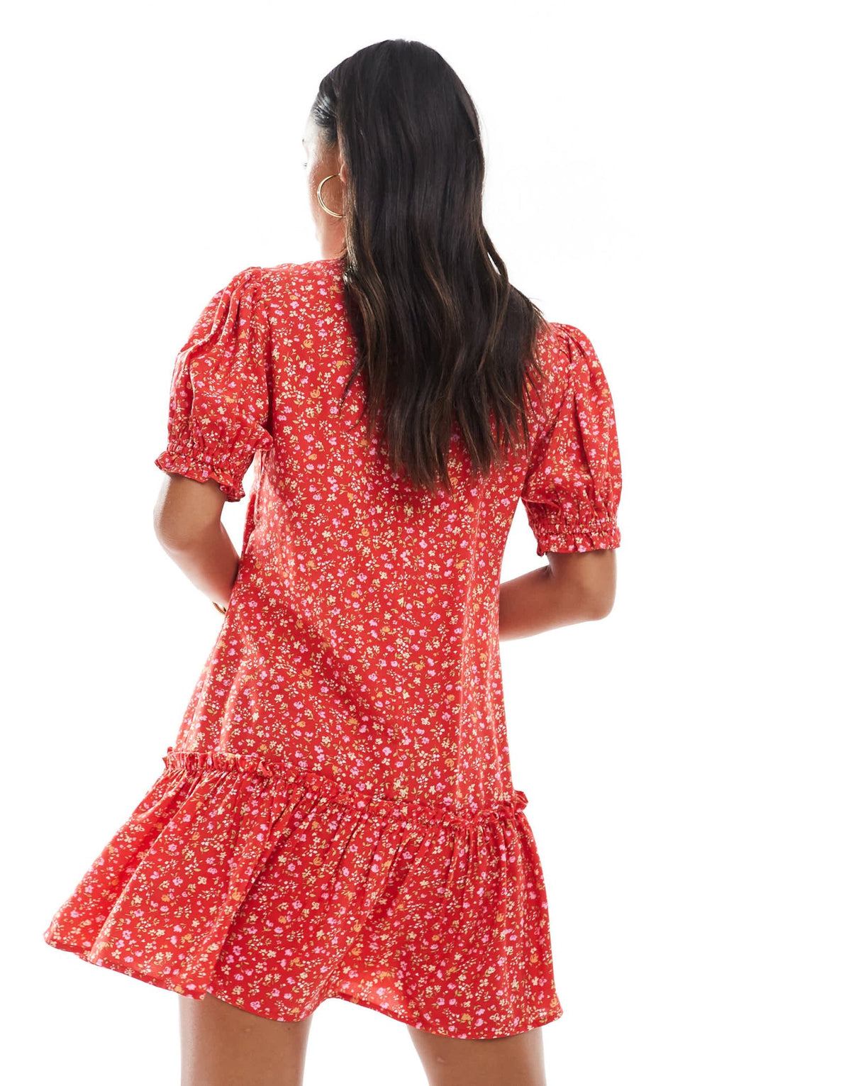 Miss Selfridge printed spun smock dress in red ditsy - ASOS Sample Sale