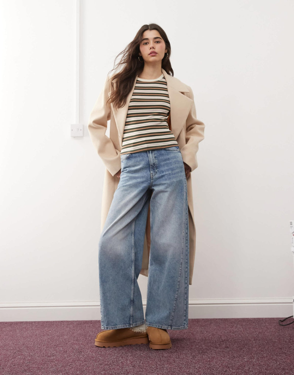 Miss Selfridge retro stripe long sleeve top - ASOS Sample Sale