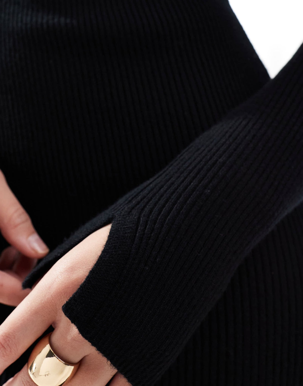 Miss Selfridge rib knit half zip collar detail mini dress in black - ASOS Sample Sale