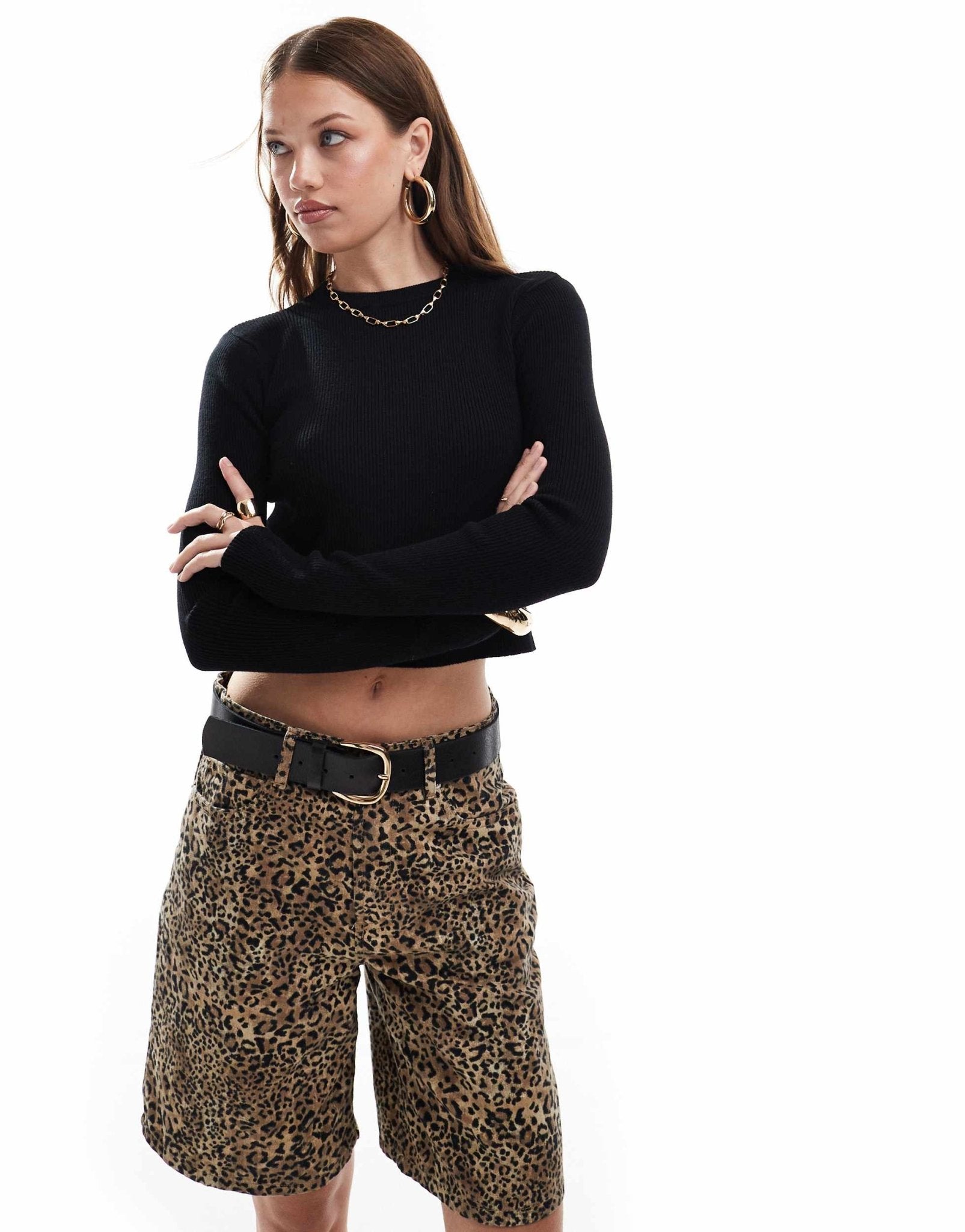 Miss Selfridge rib knit open back long sleeve top in black - ASOS Sample Sale