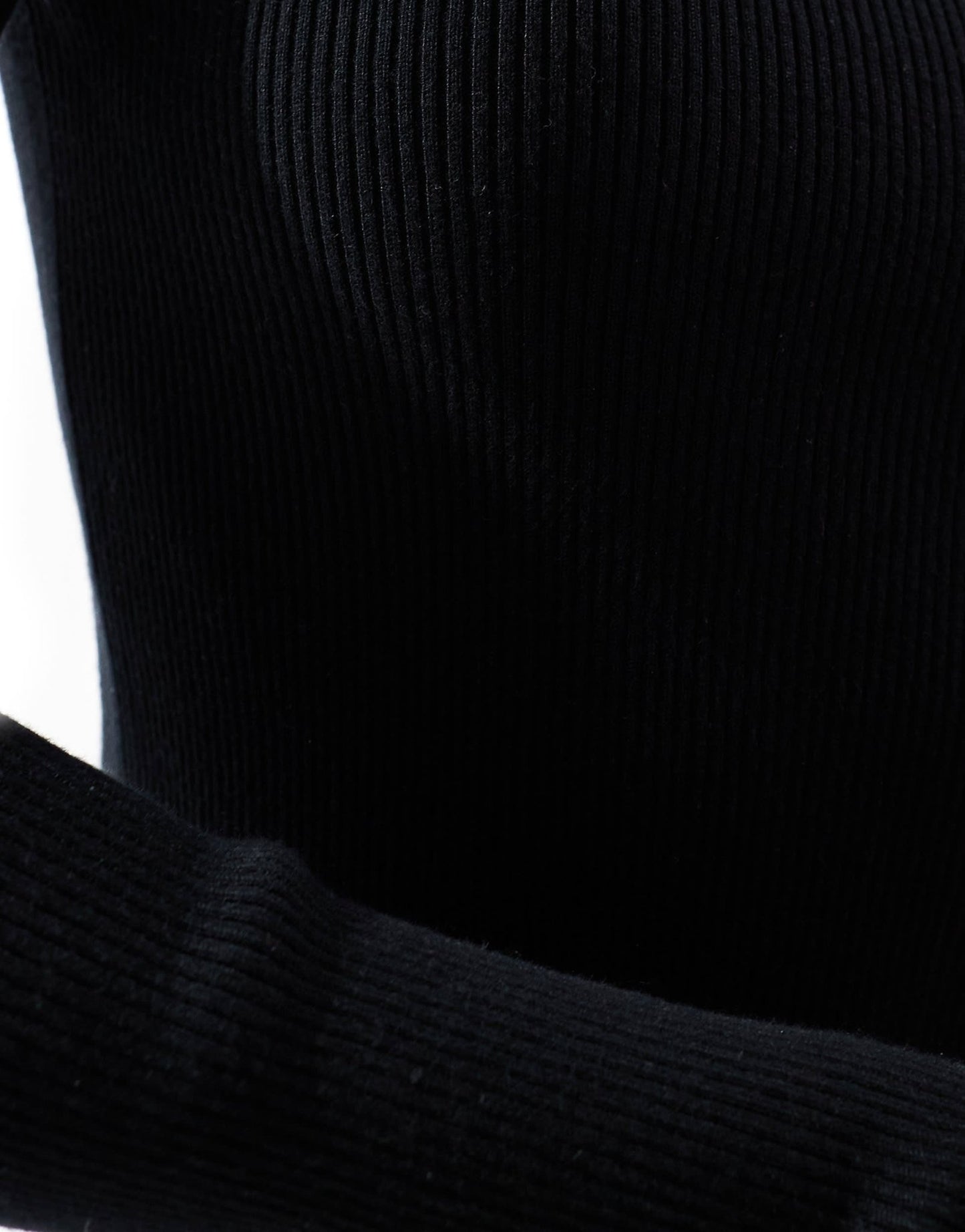 Miss Selfridge rib knit open back long sleeve top in black - ASOS Sample Sale