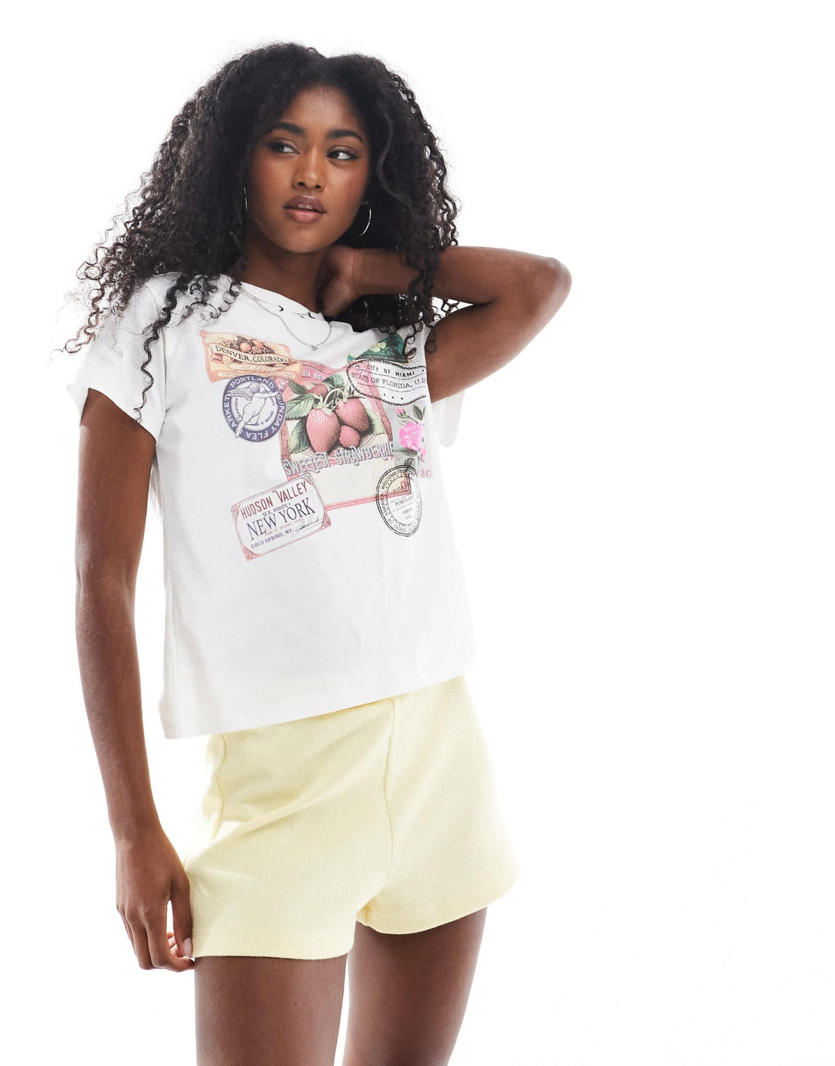 Miss Selfridge ribbed short co ord in butter - ASOS Sample Sale