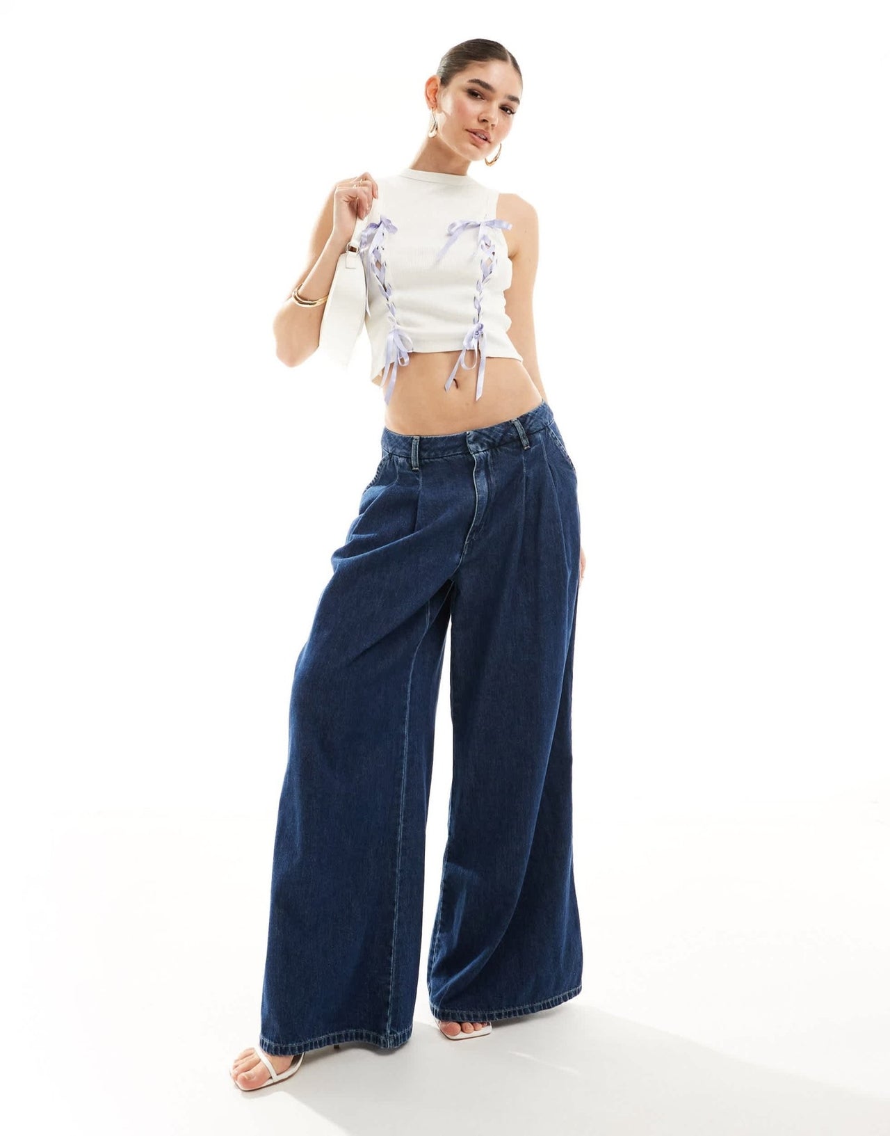Miss Selfridge ribbon tank top in ivory - ASOS Sample Sale