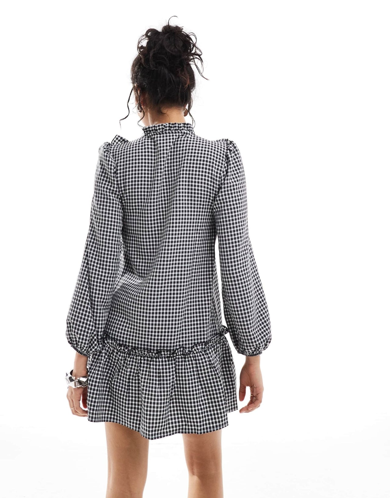 Miss Selfridge ruffle front mini dress in gingham print - ASOS Sample Sale