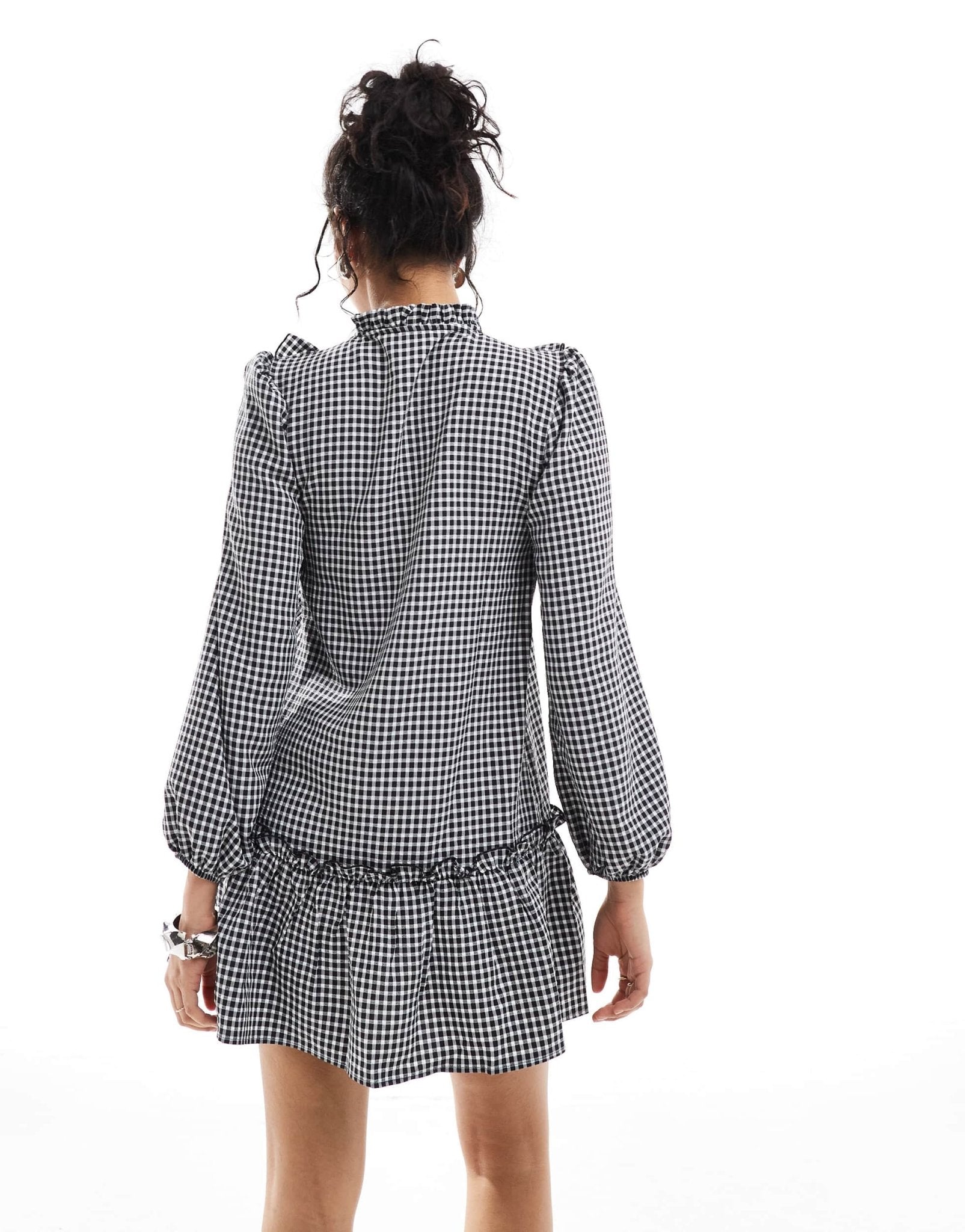 Miss Selfridge ruffle front mini dress in gingham print - ASOS Sample Sale