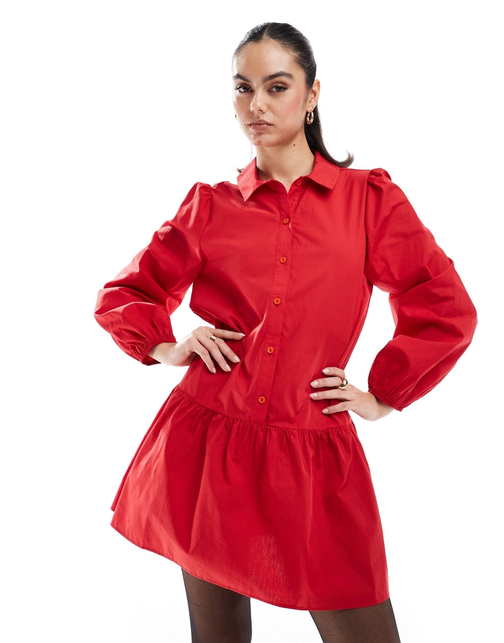 Miss Selfridge shirt mini dress in red - ASOS Sample Sale