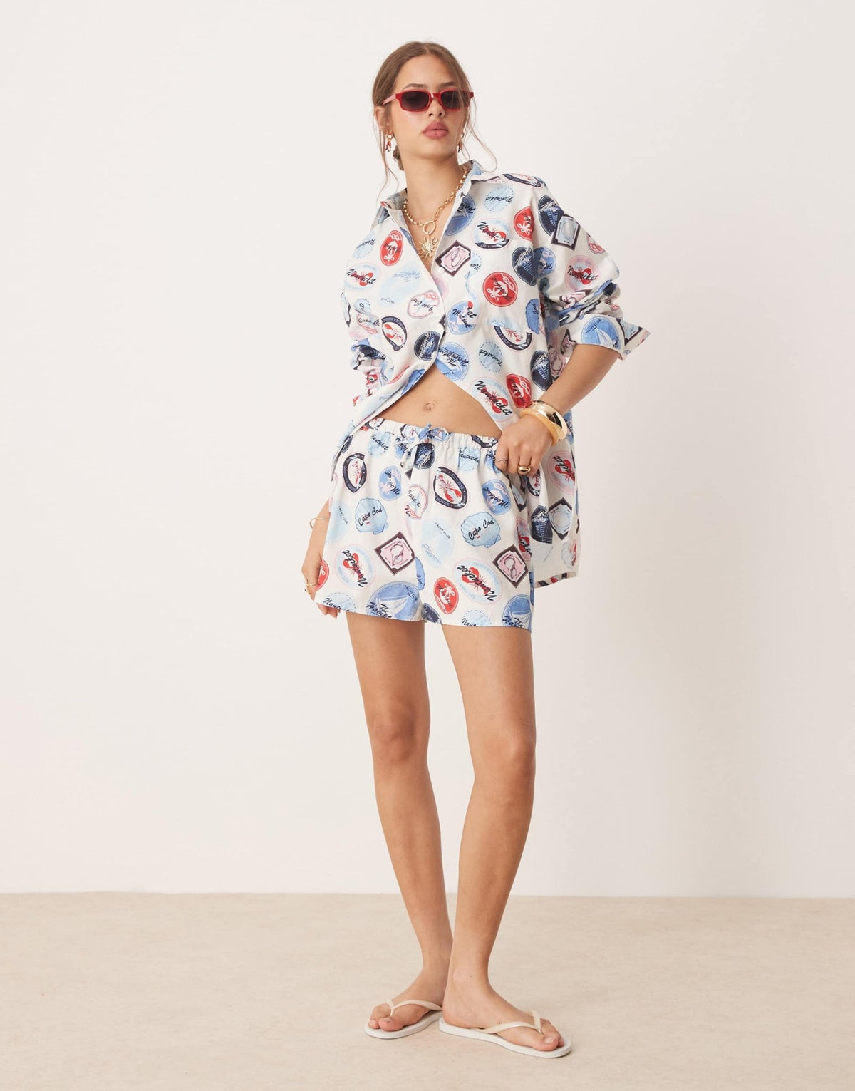 Miss Selfridge shorts co-ord in holiday print - ASOS Sample Sale