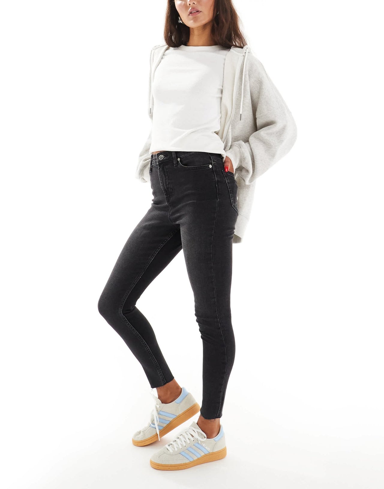 Miss Selfridge skinny high waist jean in black wash - ASOS Sample Sale