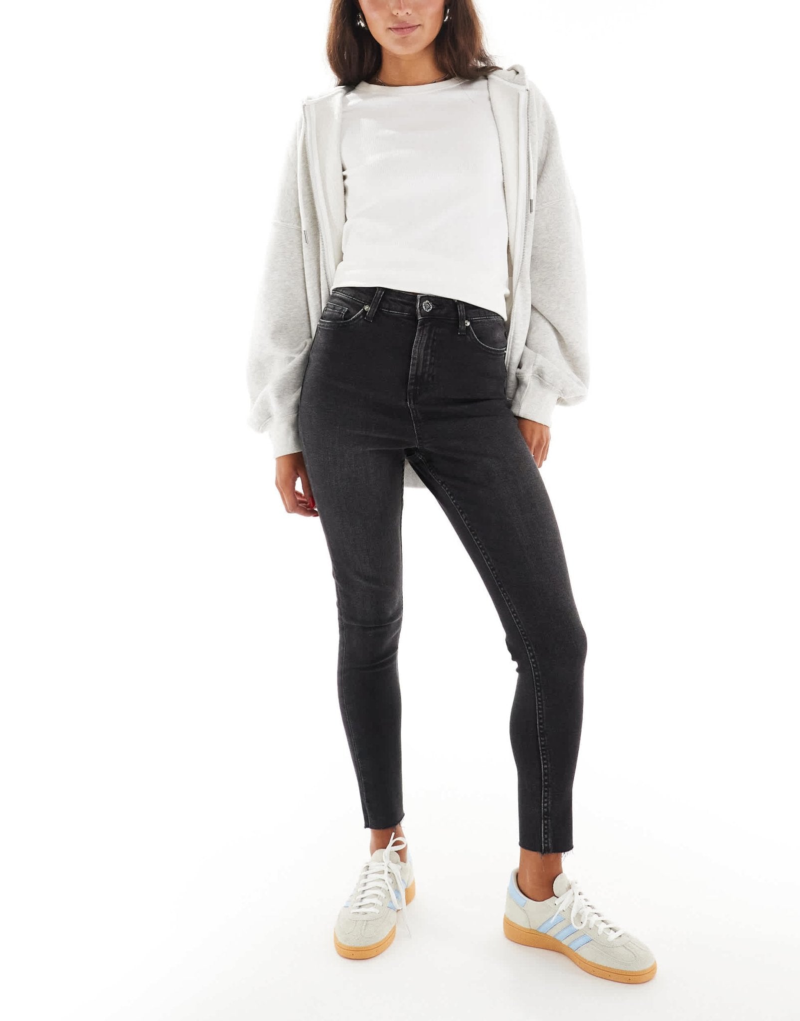 Miss Selfridge skinny high waist jean in black wash - ASOS Sample Sale