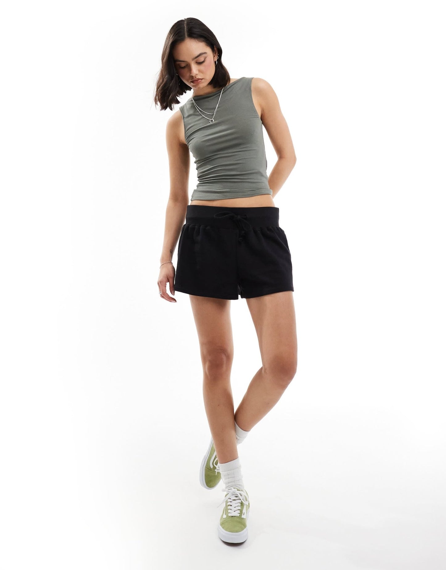 Miss Selfridge sleeveless slash neck tank top in sage green - ASOS Sample Sale
