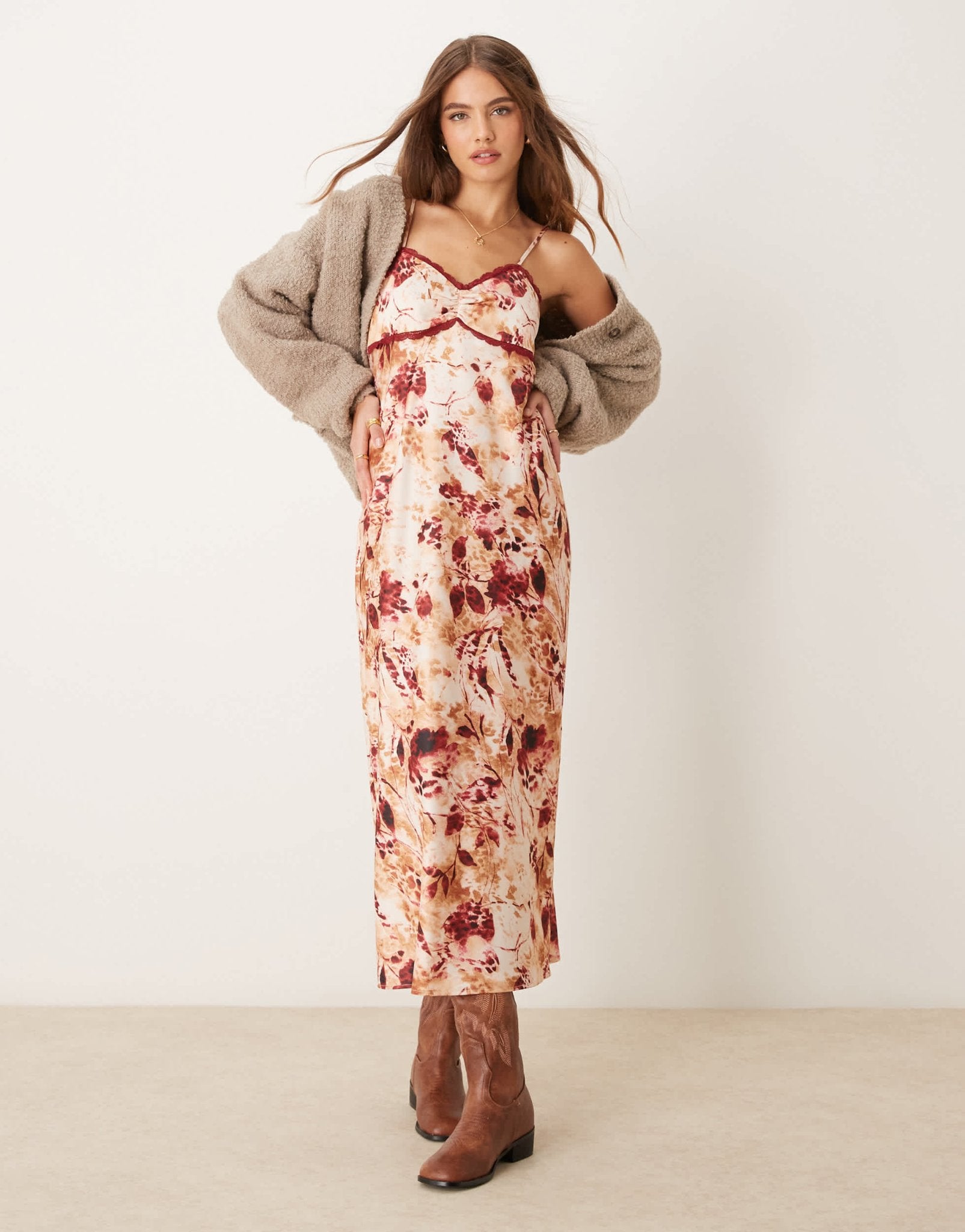 Miss Selfridge slip maxi dress in animal print - ASOS Sample Sale