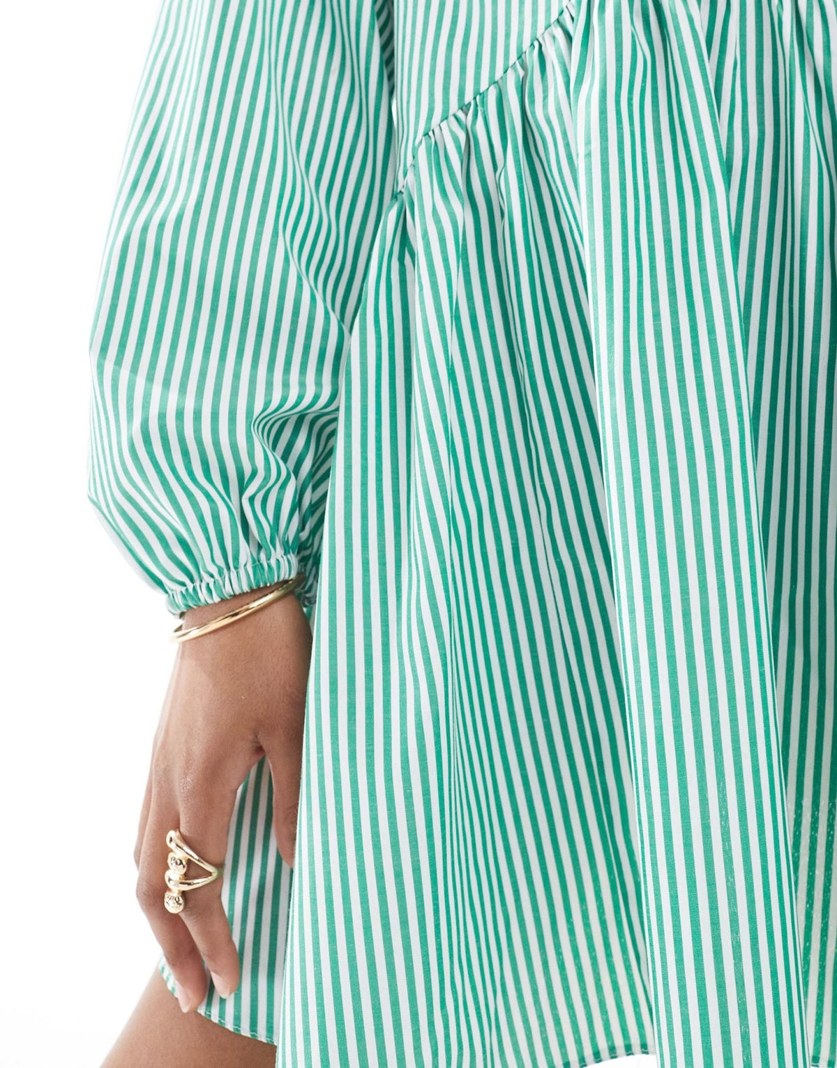 Miss Selfridge stripe oversized collar smock dress in green stripe - ASOS Sample Sale