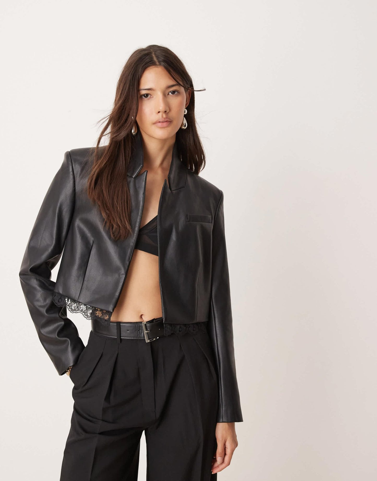 Miss Selfridge tailored crop blazer in black - ASOS Sample Sale