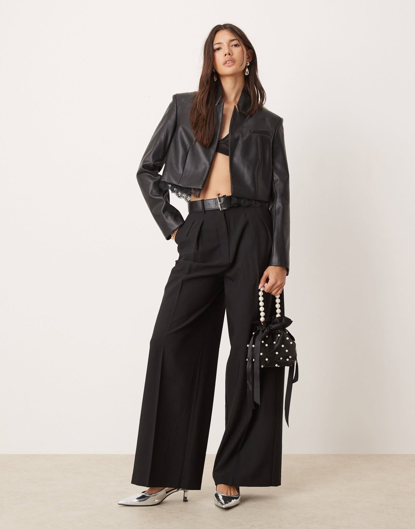 Miss Selfridge tailored crop blazer in black - ASOS Sample Sale