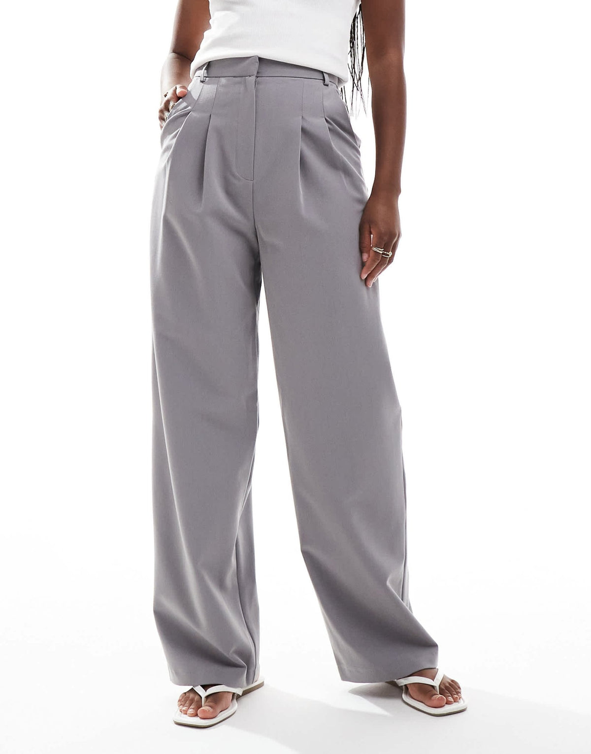Miss Selfridge tailored wide leg trouser in light grey - ASOS Sample Sale