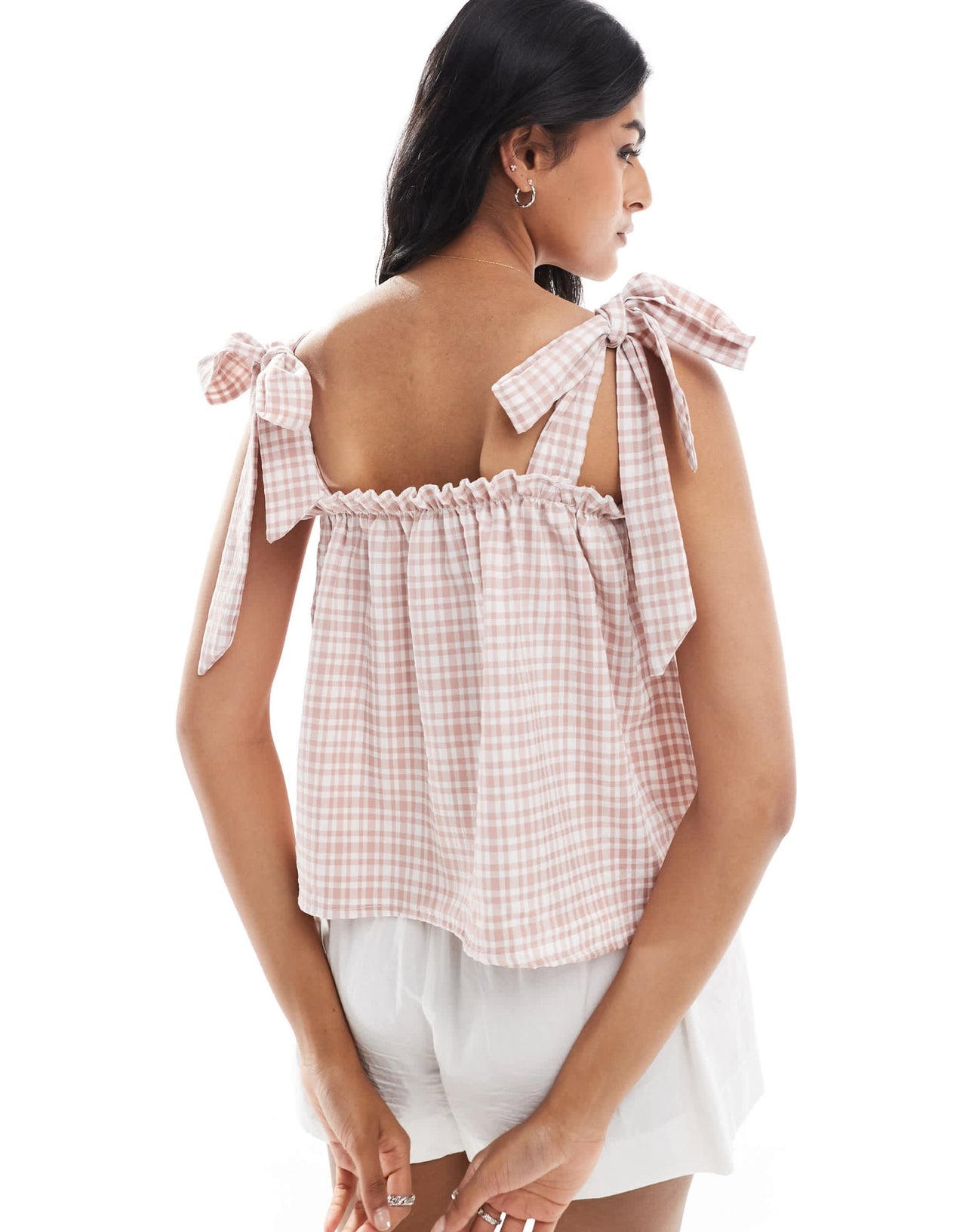 Miss Selfridge tie shoulder gingham top - ASOS Sample Sale
