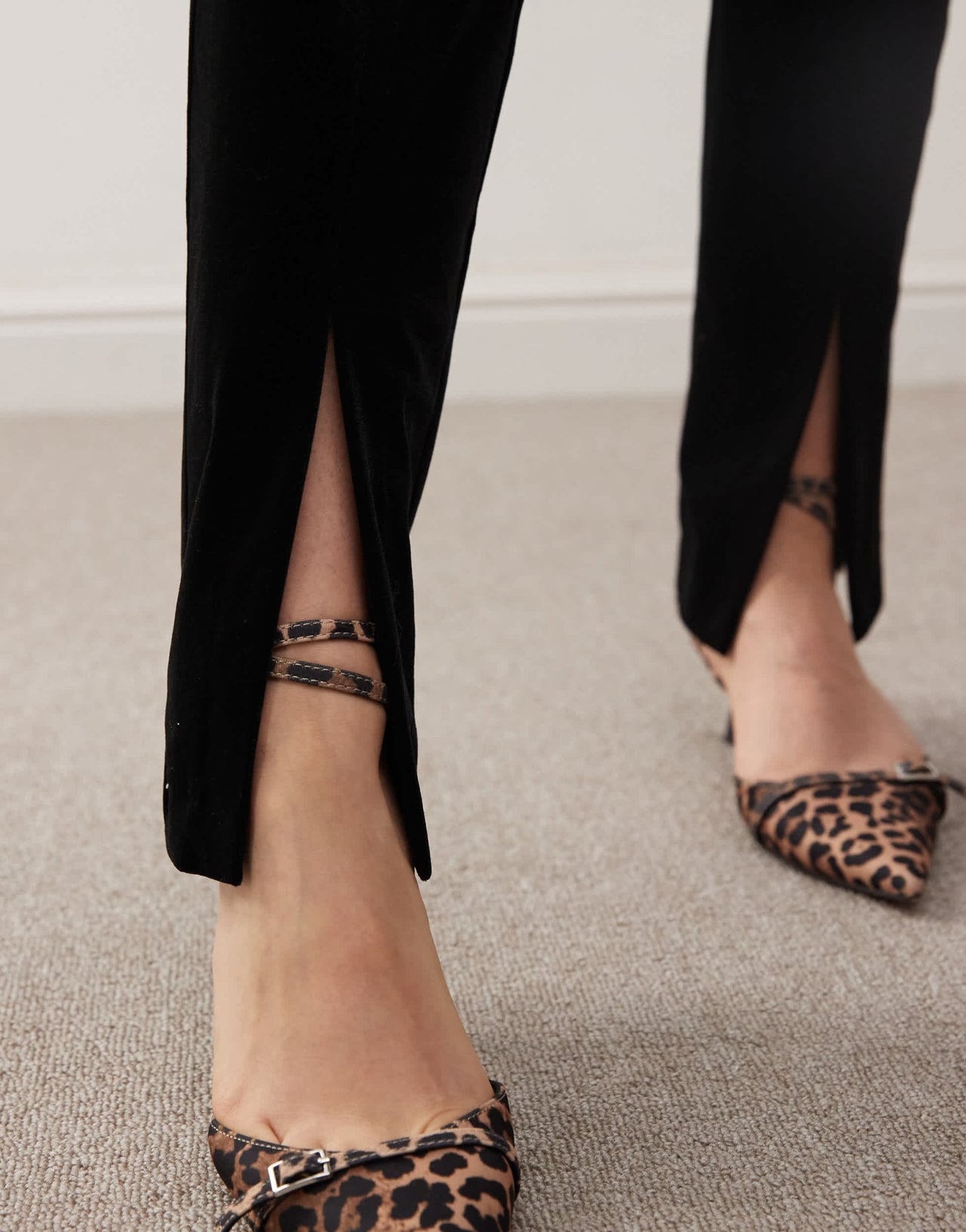 Miss Selfridge velvet tailored split front trouser in black - ASOS Sample Sale