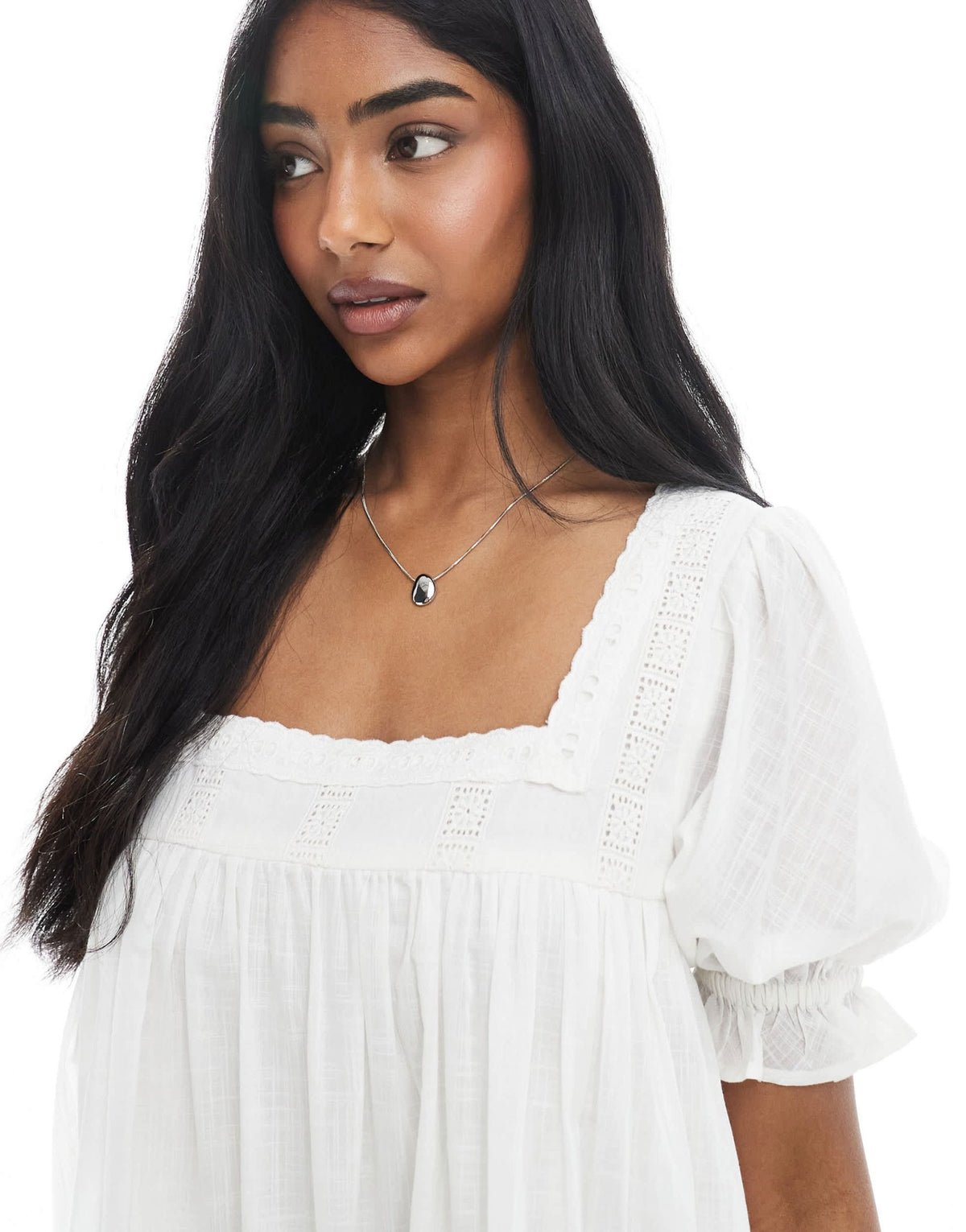 Miss Selfridge voile smock dress in white - ASOS Sample Sale