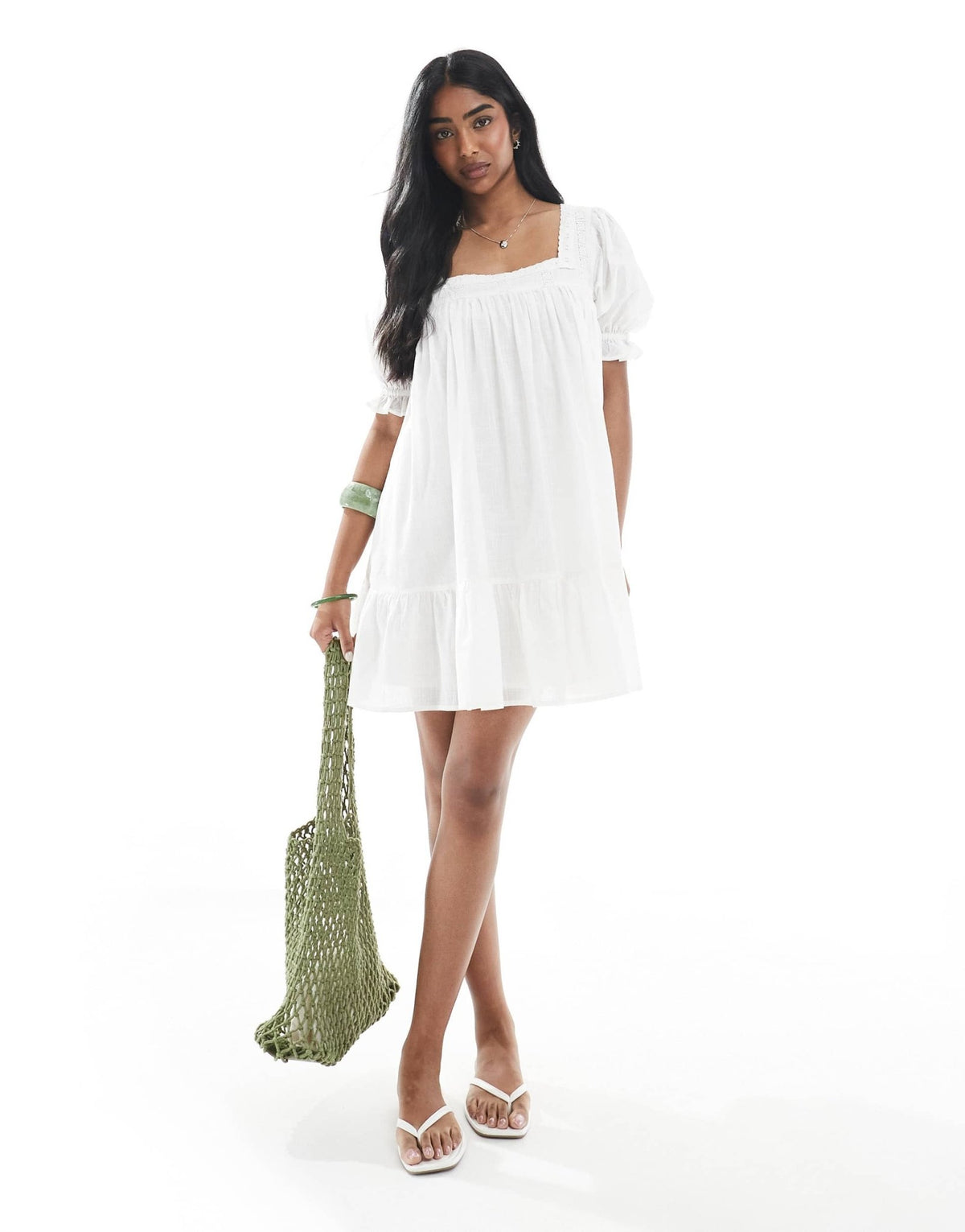 Miss Selfridge voile smock dress in white - ASOS Sample Sale