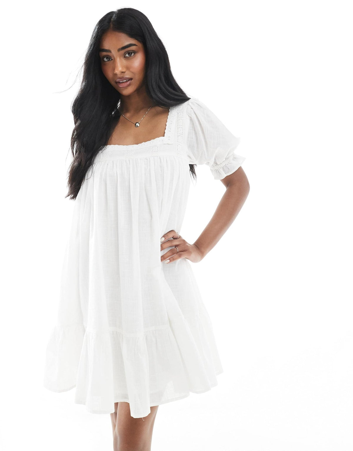 Miss Selfridge voile smock dress in white - ASOS Sample Sale
