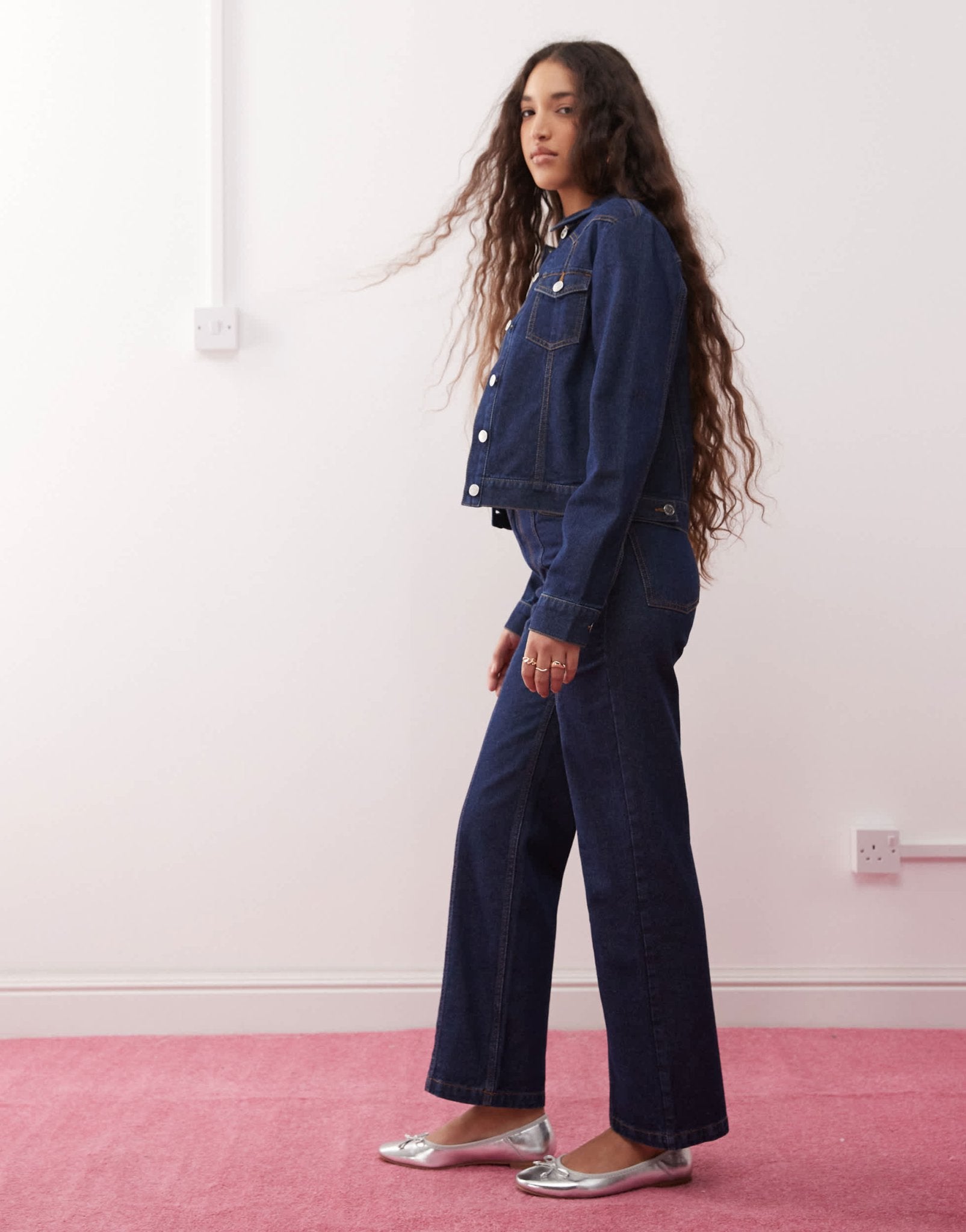 Miss Selfridge western seamed detail wide leg jean in indigo - ASOS Sample Sale