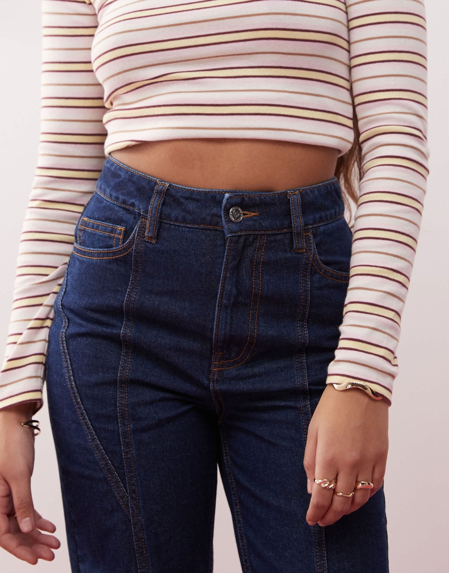 Miss Selfridge western seamed detail wide leg jean in indigo - ASOS Sample Sale