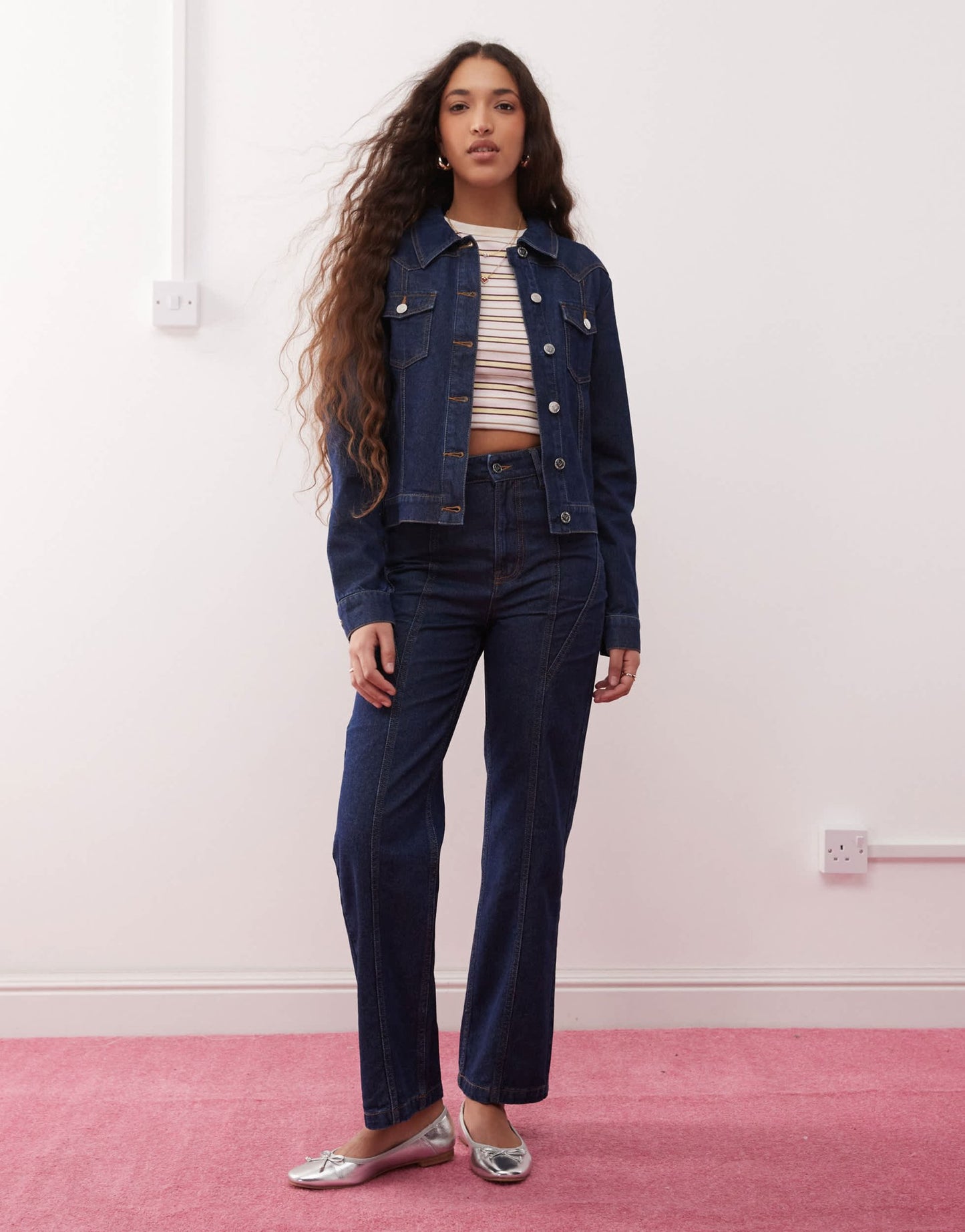 Miss Selfridge western seamed detail wide leg jean in indigo - ASOS Sample Sale