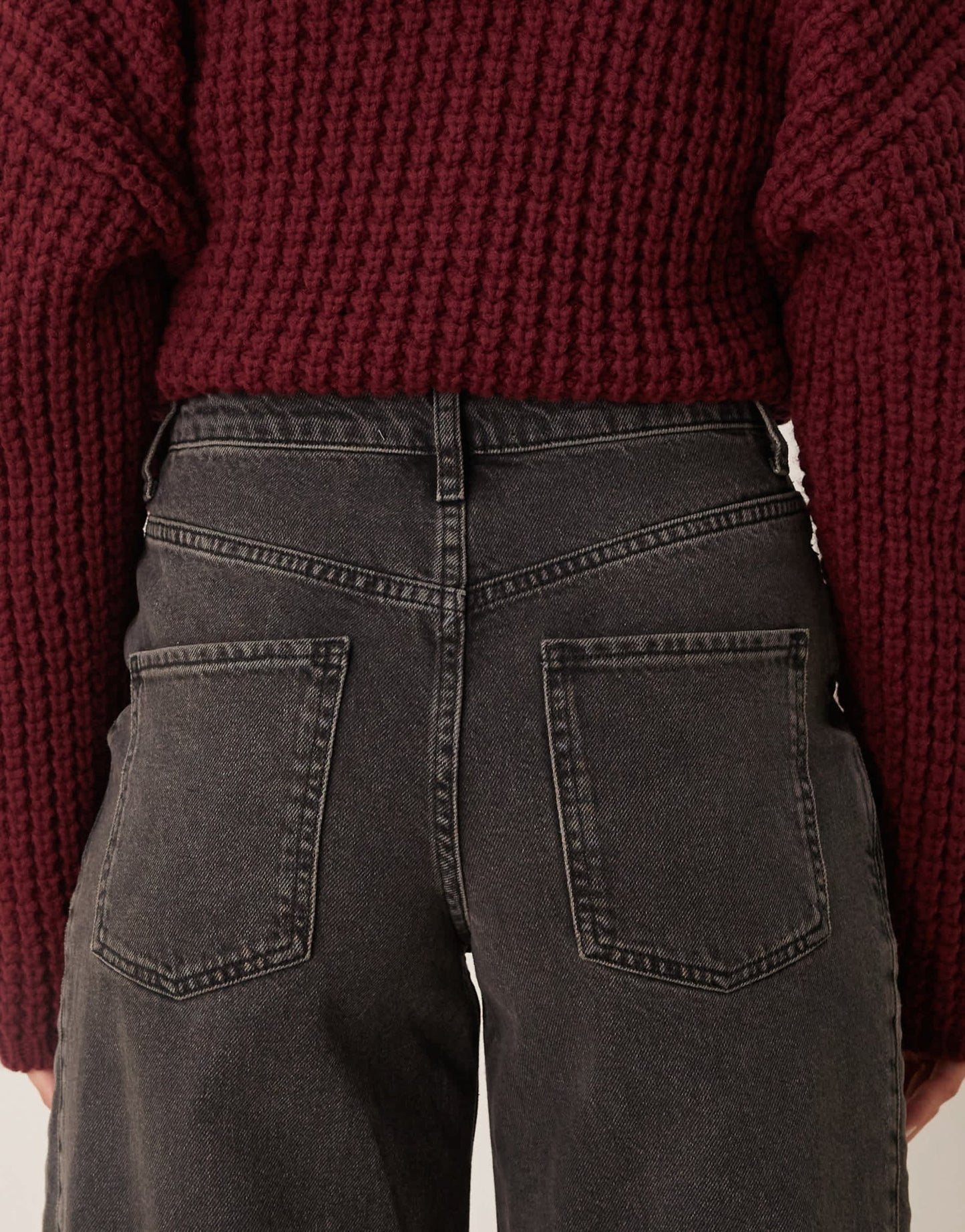 Miss Selfridge wide leg jean in black wash - ASOS Sample Sale