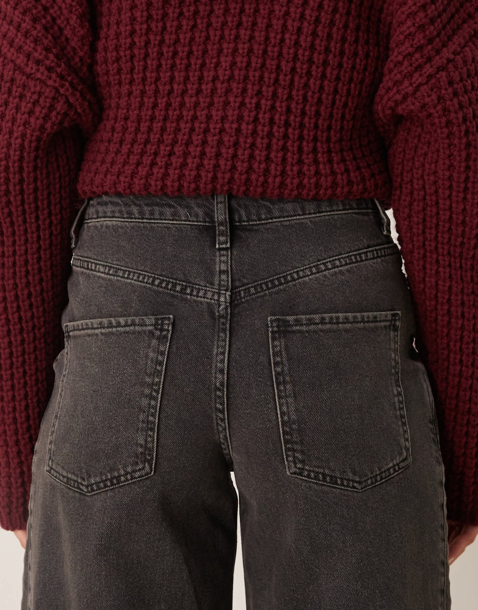 Miss Selfridge wide leg jean in black wash - ASOS Sample Sale