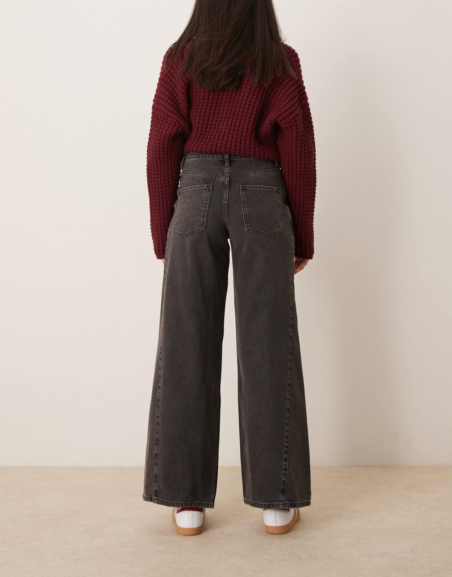 Miss Selfridge wide leg jean in black wash - ASOS Sample Sale