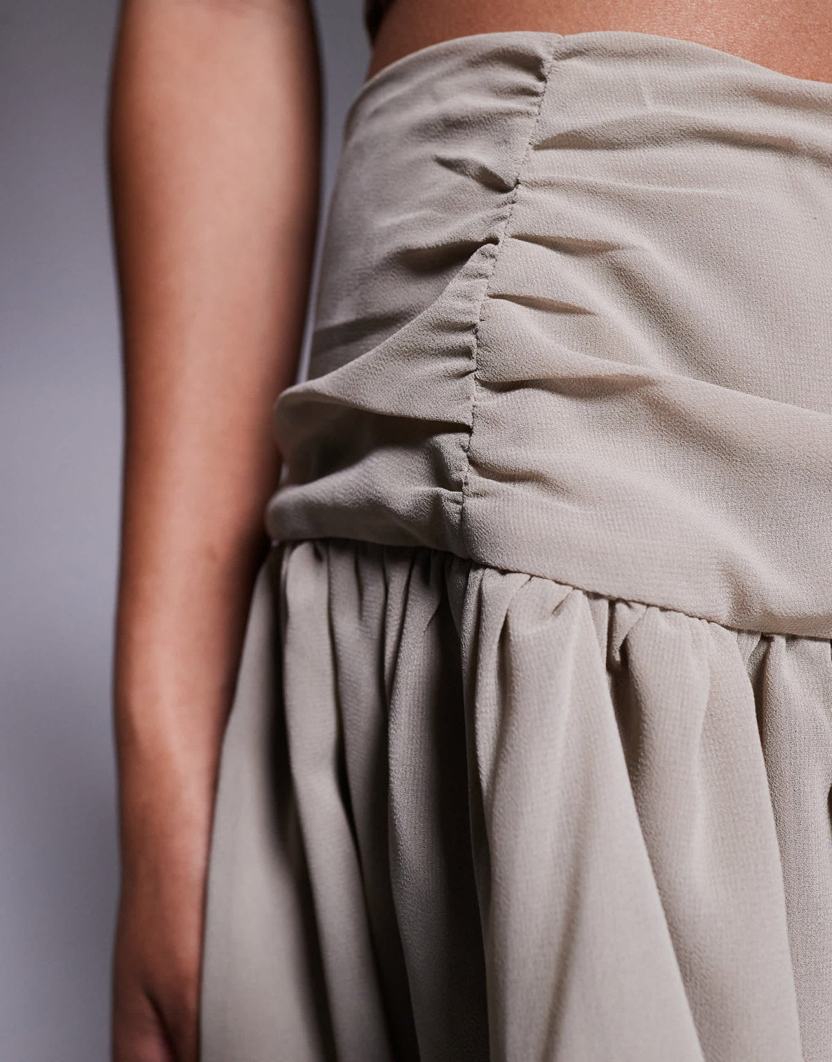 Missyempire chiffon asymmetric hem mini skirt co-ord in stone - ASOS Sample Sale