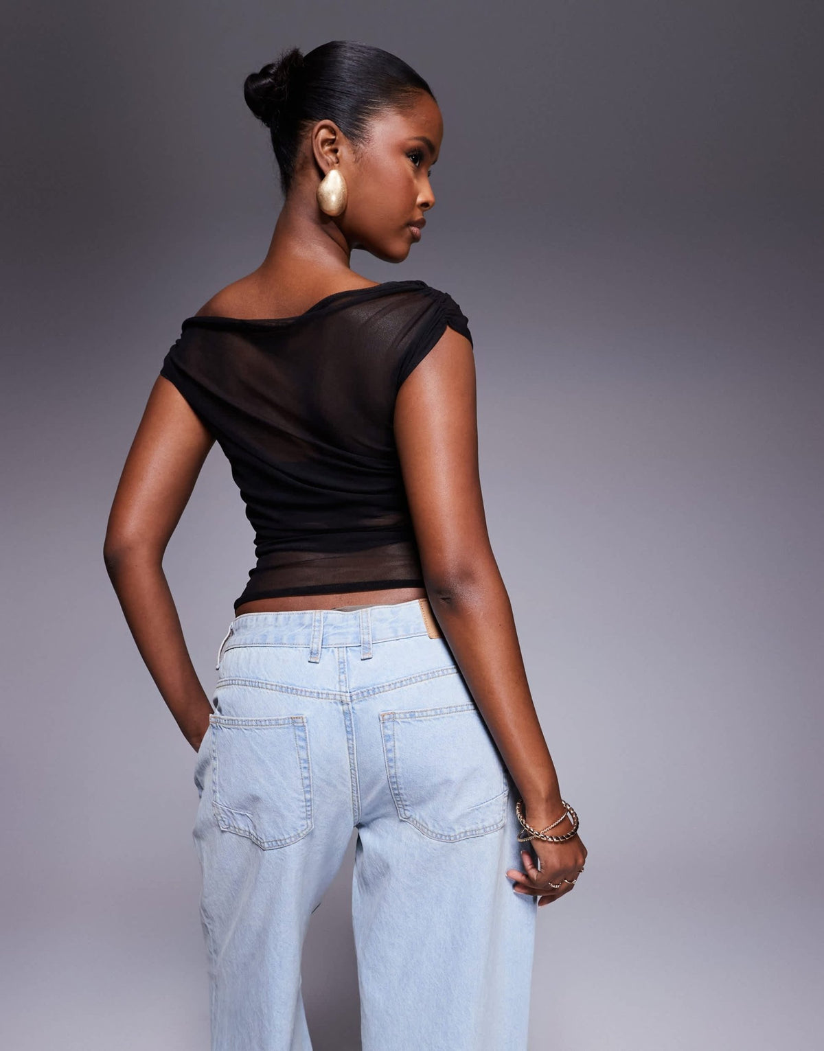 Missyempire mesh panel asymmetric top in black - ASOS Sample Sale