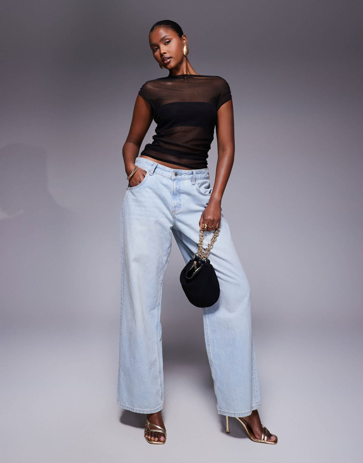 Missyempire mesh panel asymmetric top in black - ASOS Sample Sale