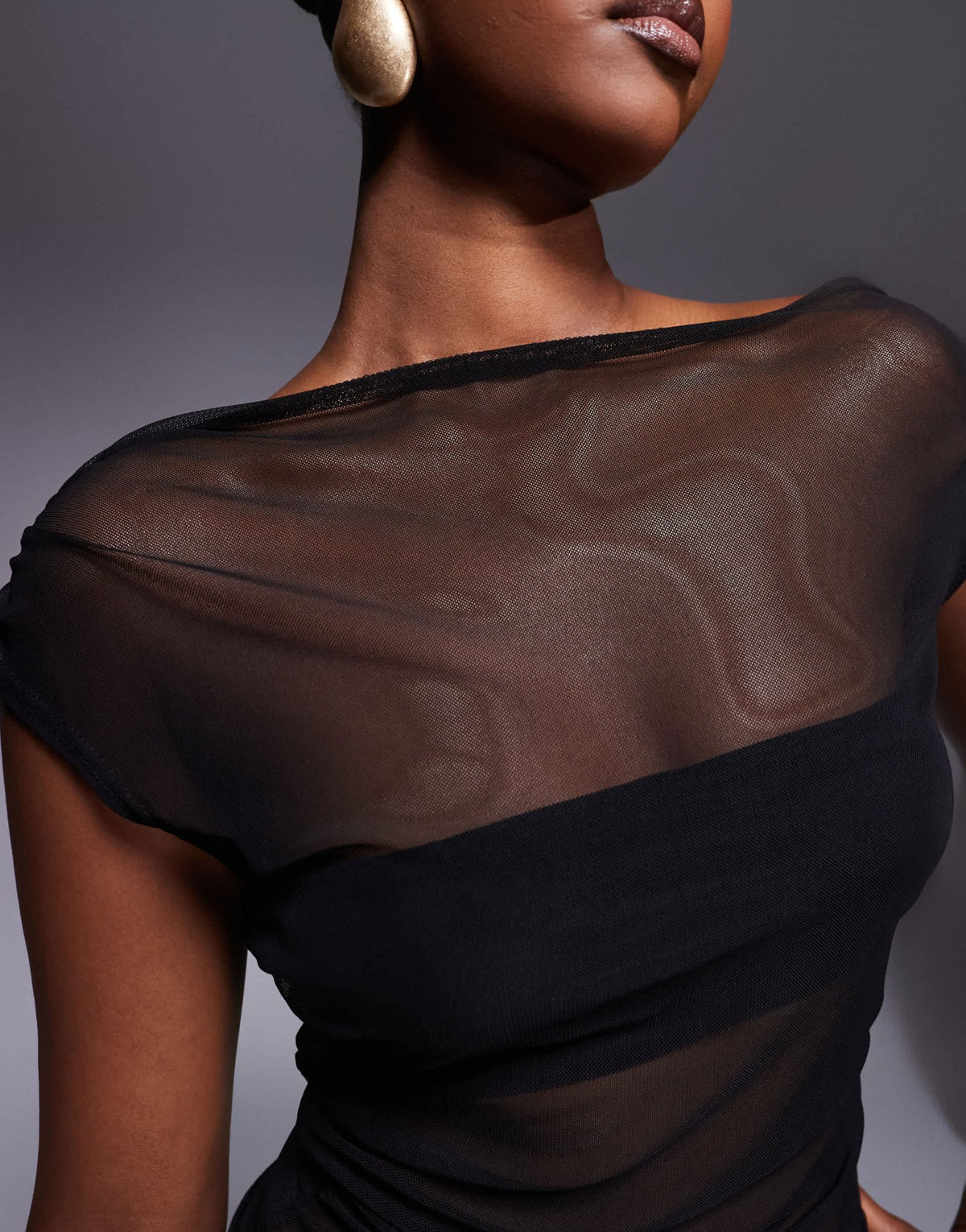 Missyempire mesh panel asymmetric top in black - ASOS Sample Sale