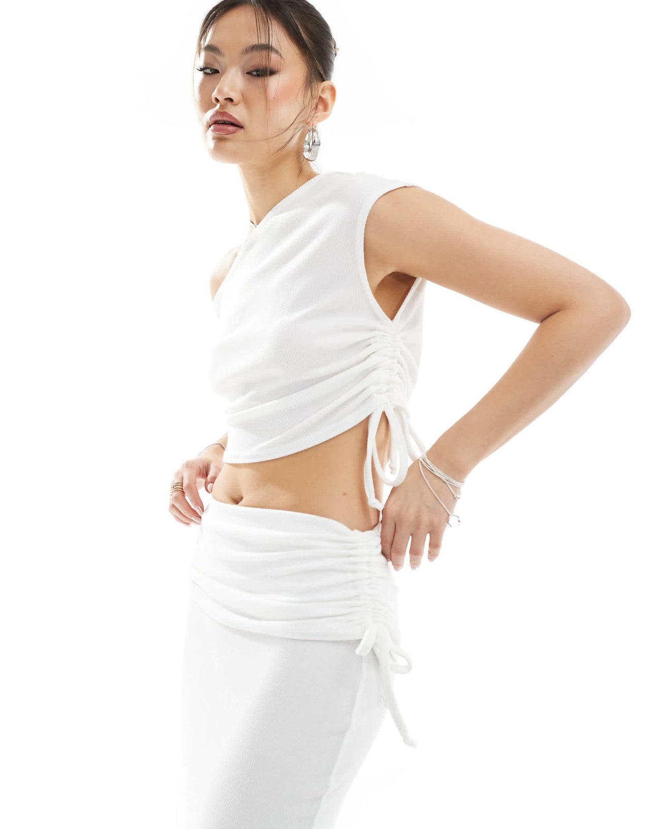 Missyempire off shoulder top co - ord in ivory - ASOS Sample Sale