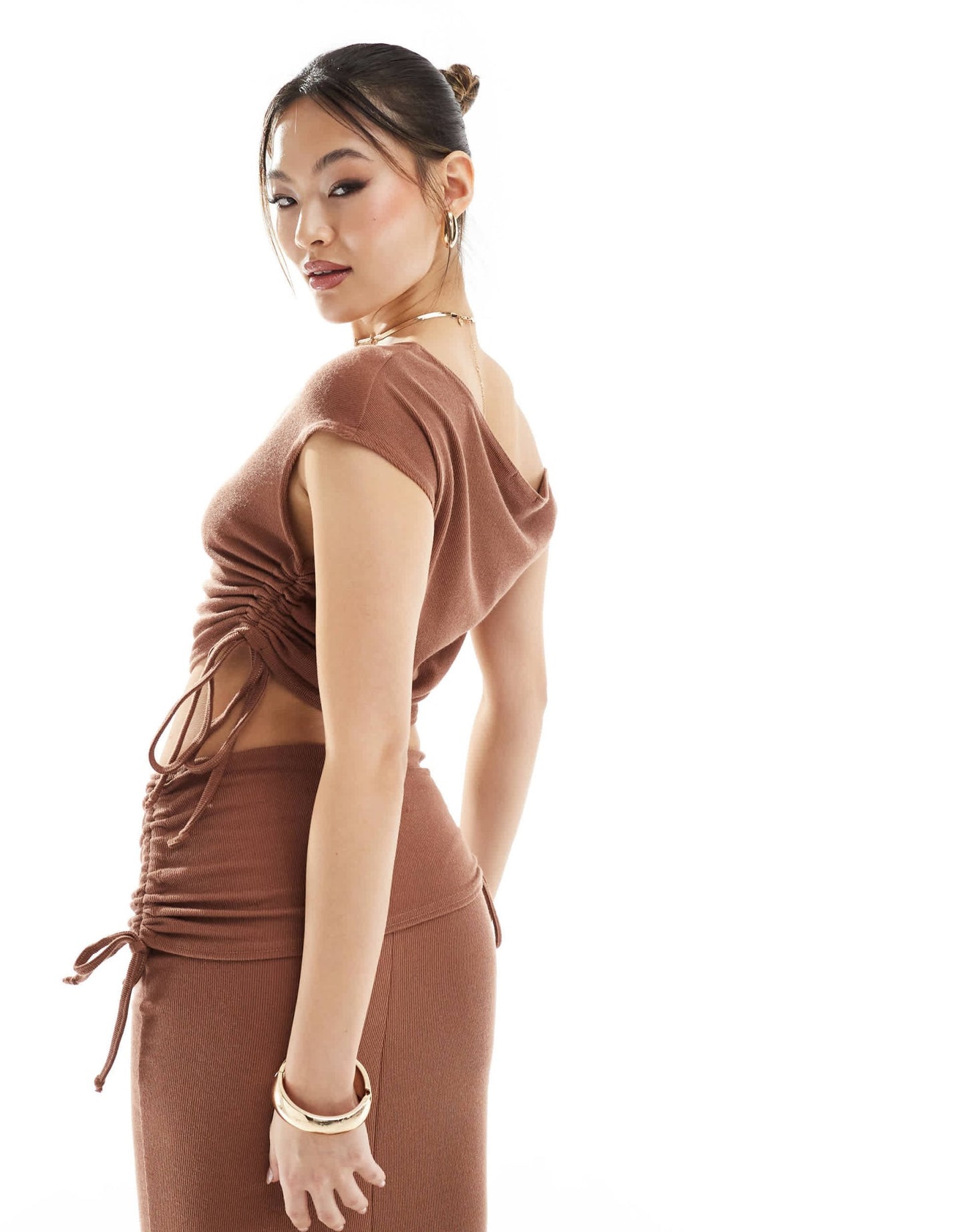 Missyempire off shoulder top co - ord in mocha - ASOS Sample Sale
